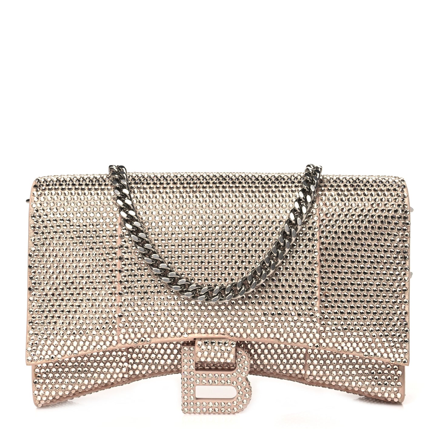 Strass Suede Crystal Hourglass Chain Bag Rose Gold