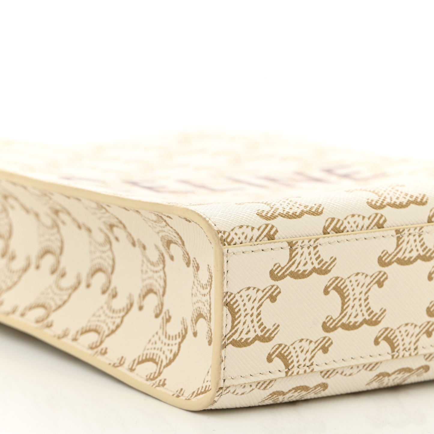 Triomphe Canvas Calfskin Mini Vertical Cabas White