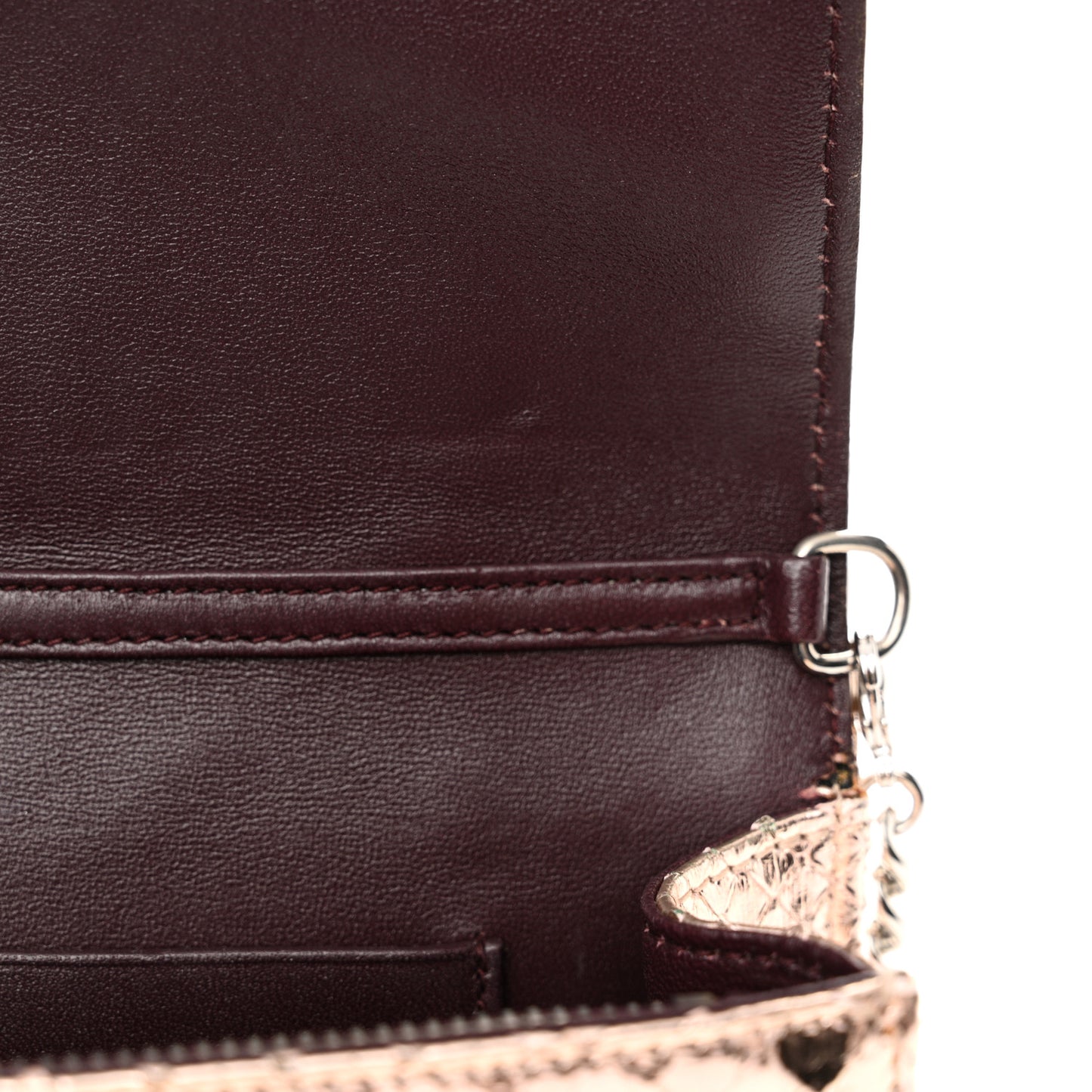 Snakeskin Diorama Wallet on Chain Pouch Rose Gold