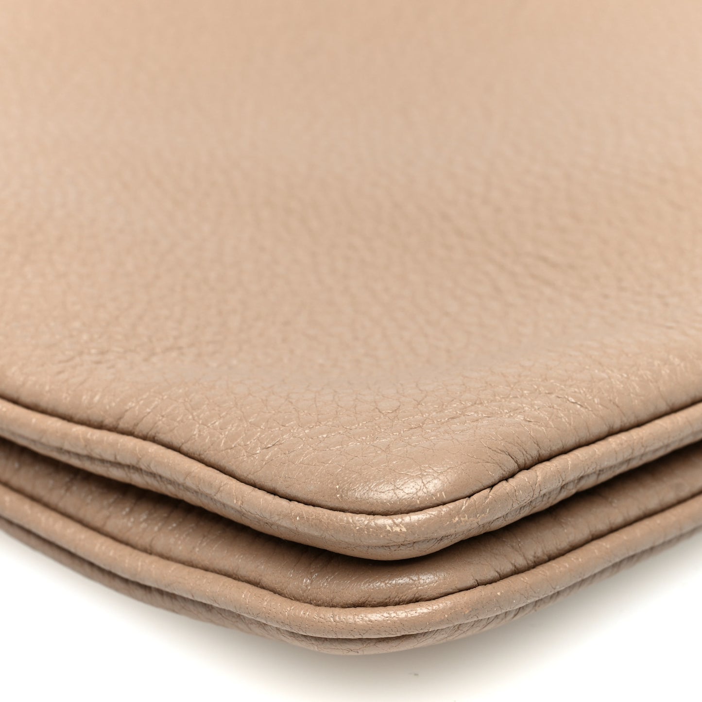 Vitello Daino Double Zip Crossbody Bag Cammeo