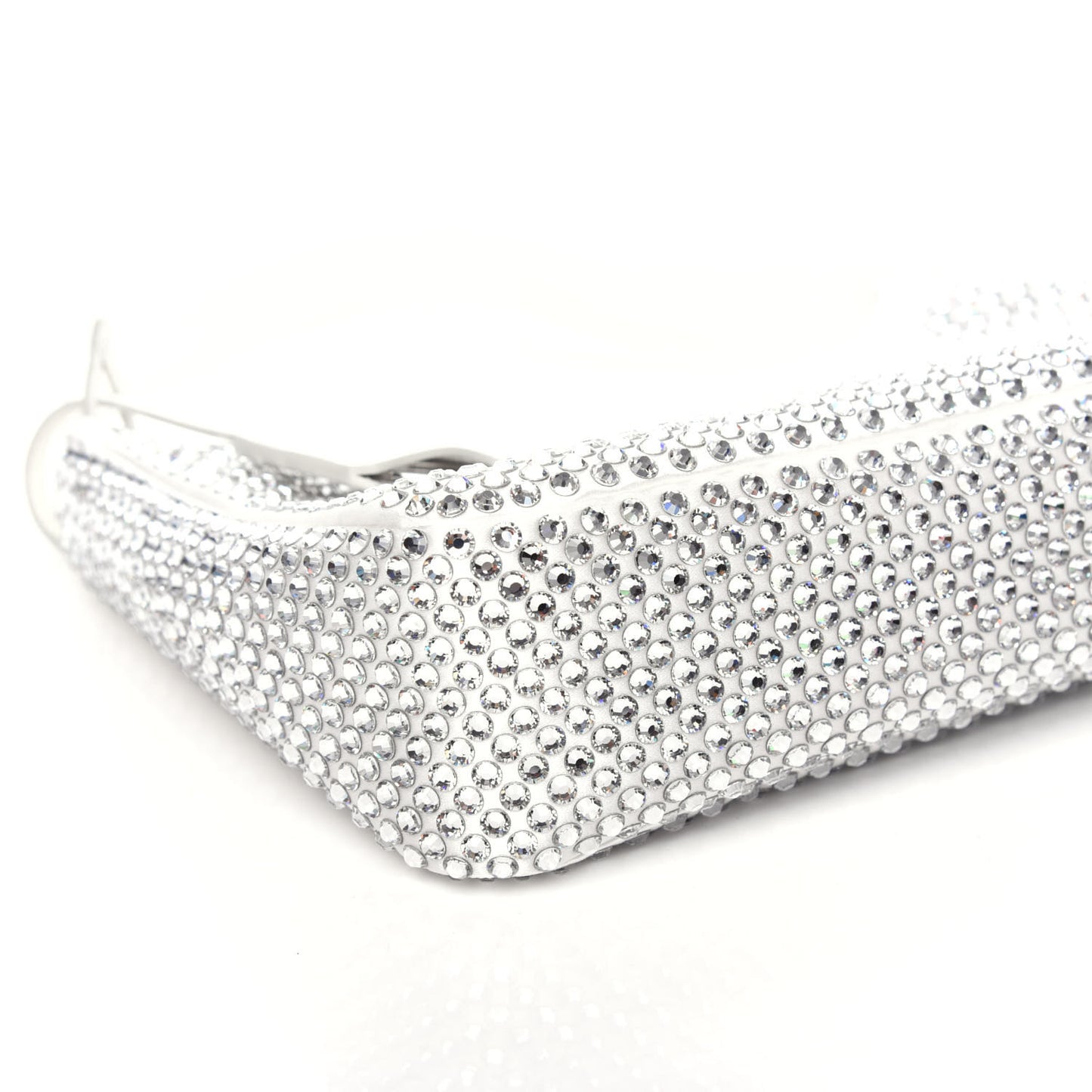 Satin Crystal Mini Re-Edition 2000 Bag White