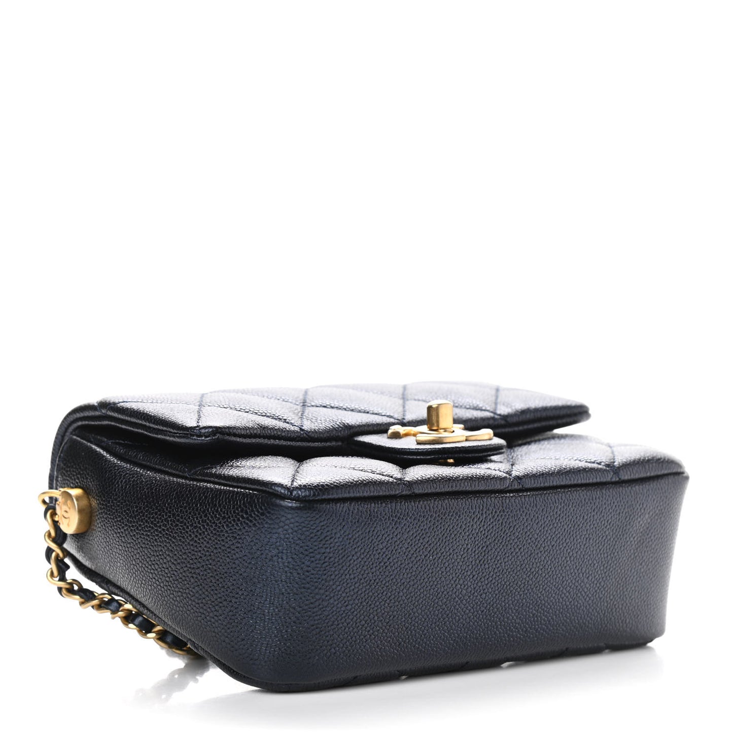 Iridescent Caviar Quilted Mini My Perfect Flap Black