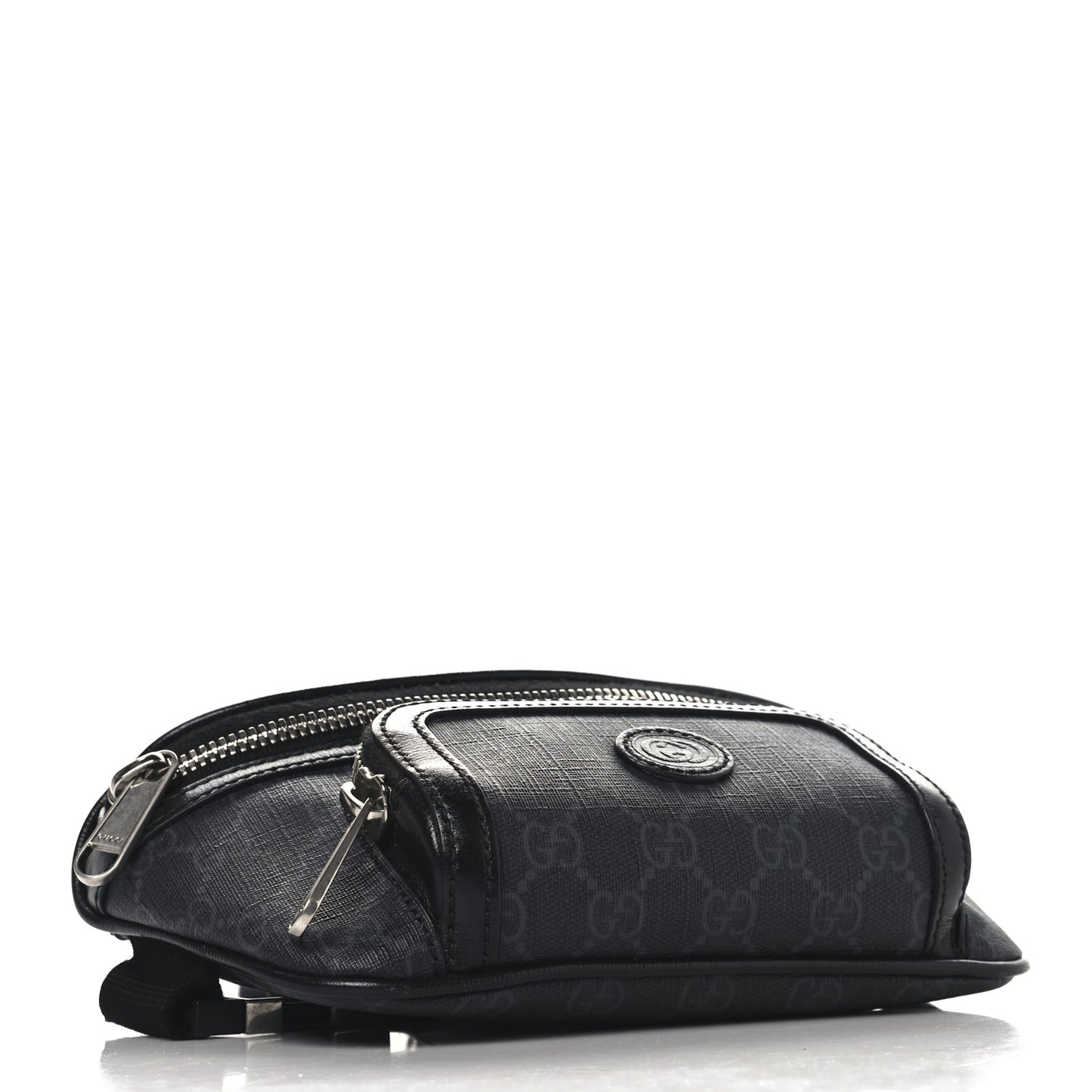 GG Supreme Monogram Textured Calfskin Retro Interlocking G Belt Bag Black