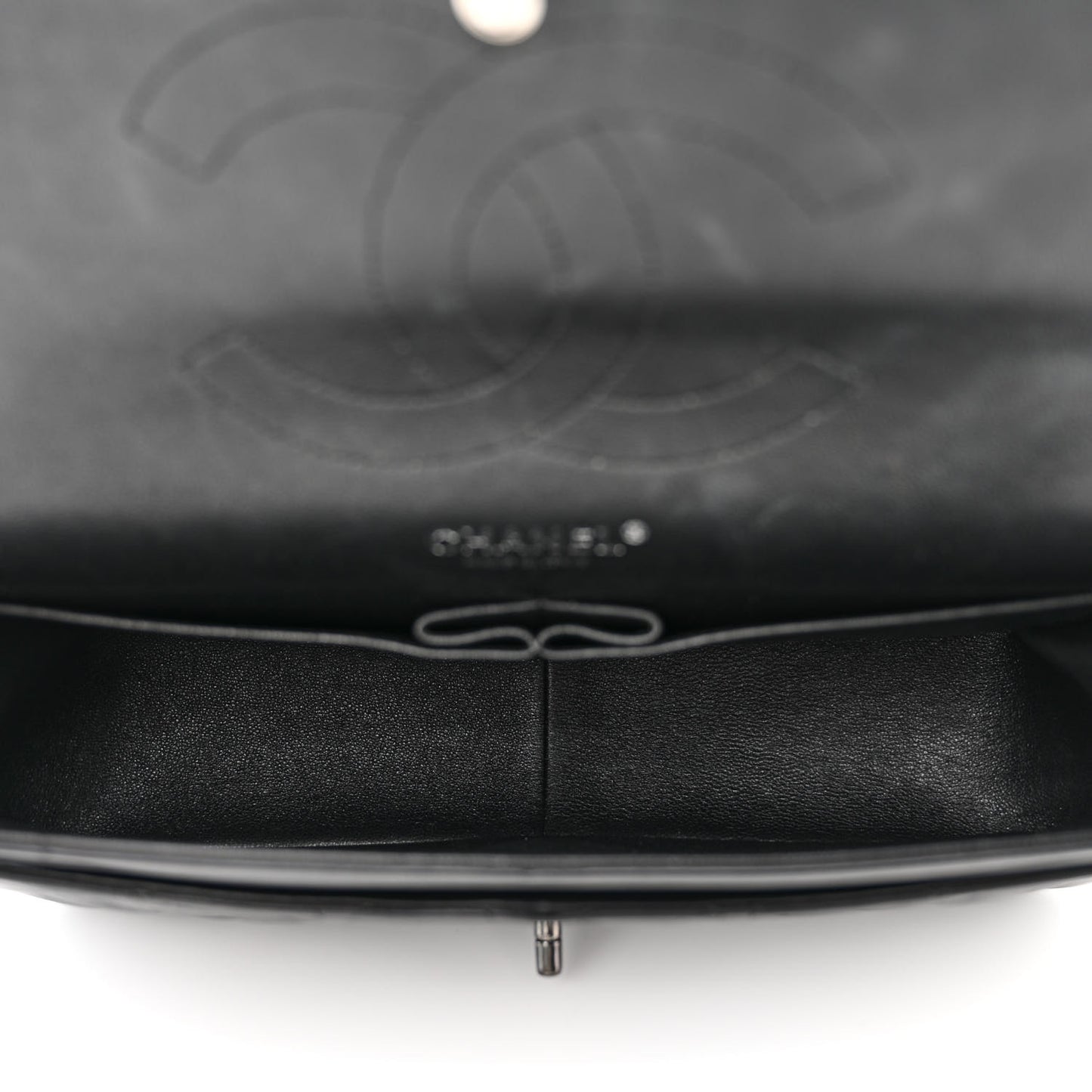 Crumpled Calfskin Quilted Jumbo Double Flap So Black