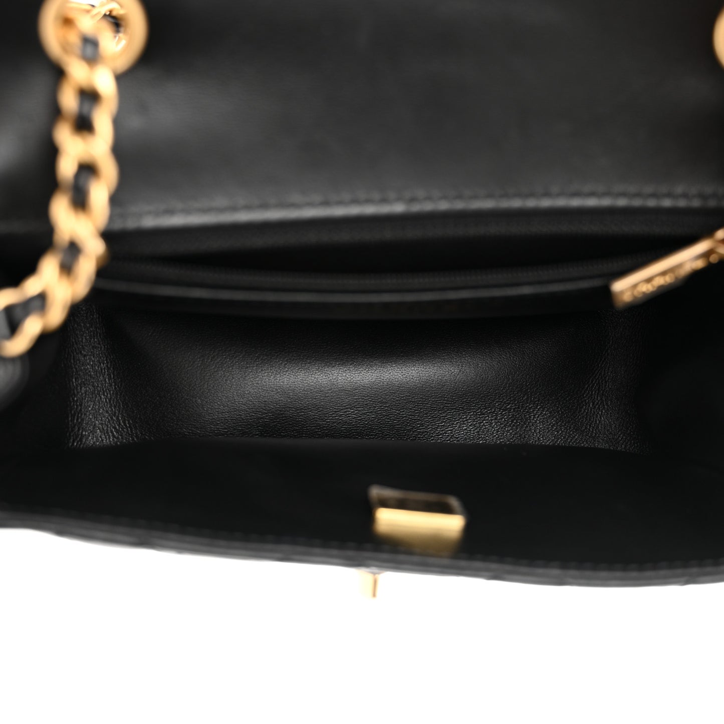 Shiny Lambskin Quilted Mini Maxi CC Flap Black