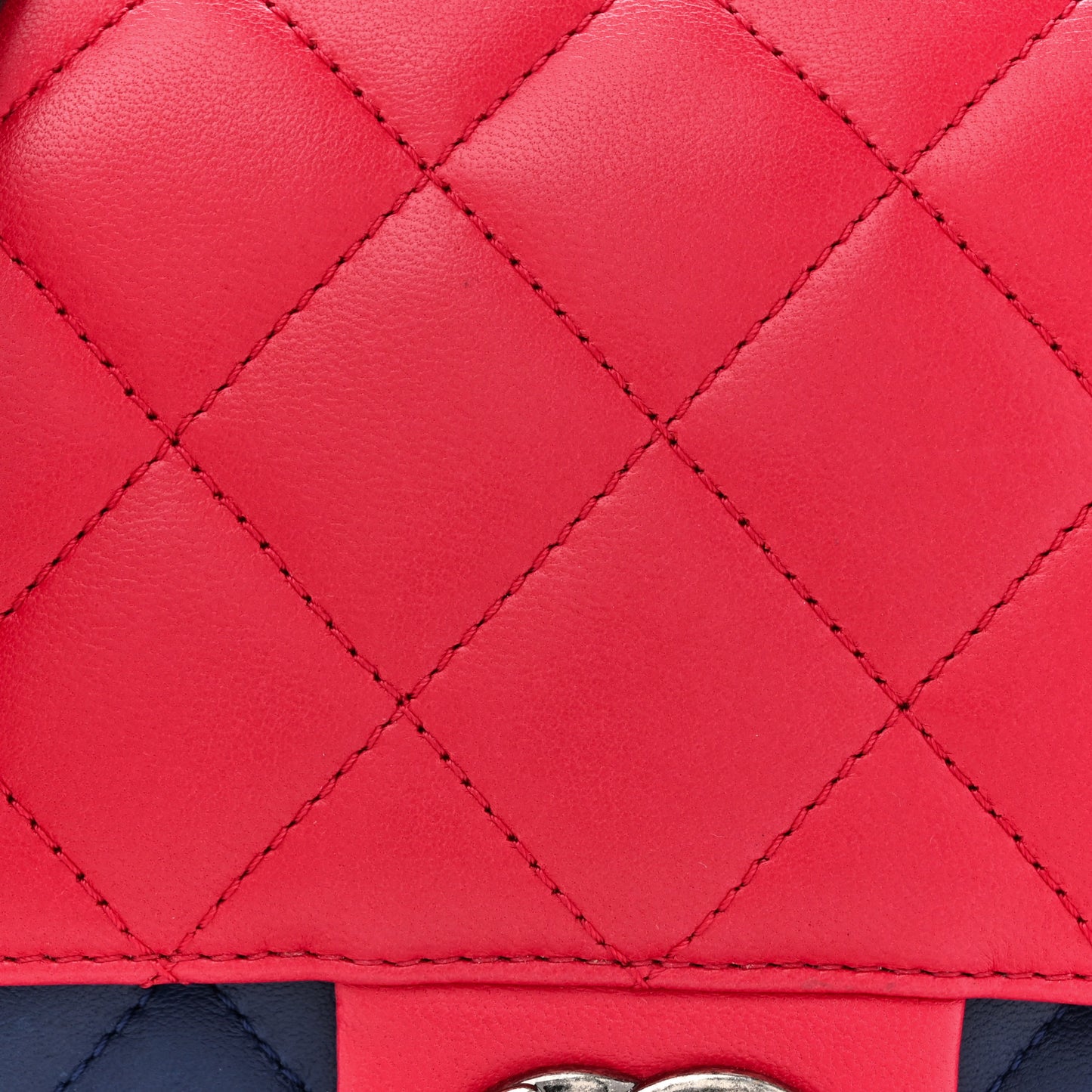 Lambskin Quilted Tri-color Crossbody Bag Dark Red