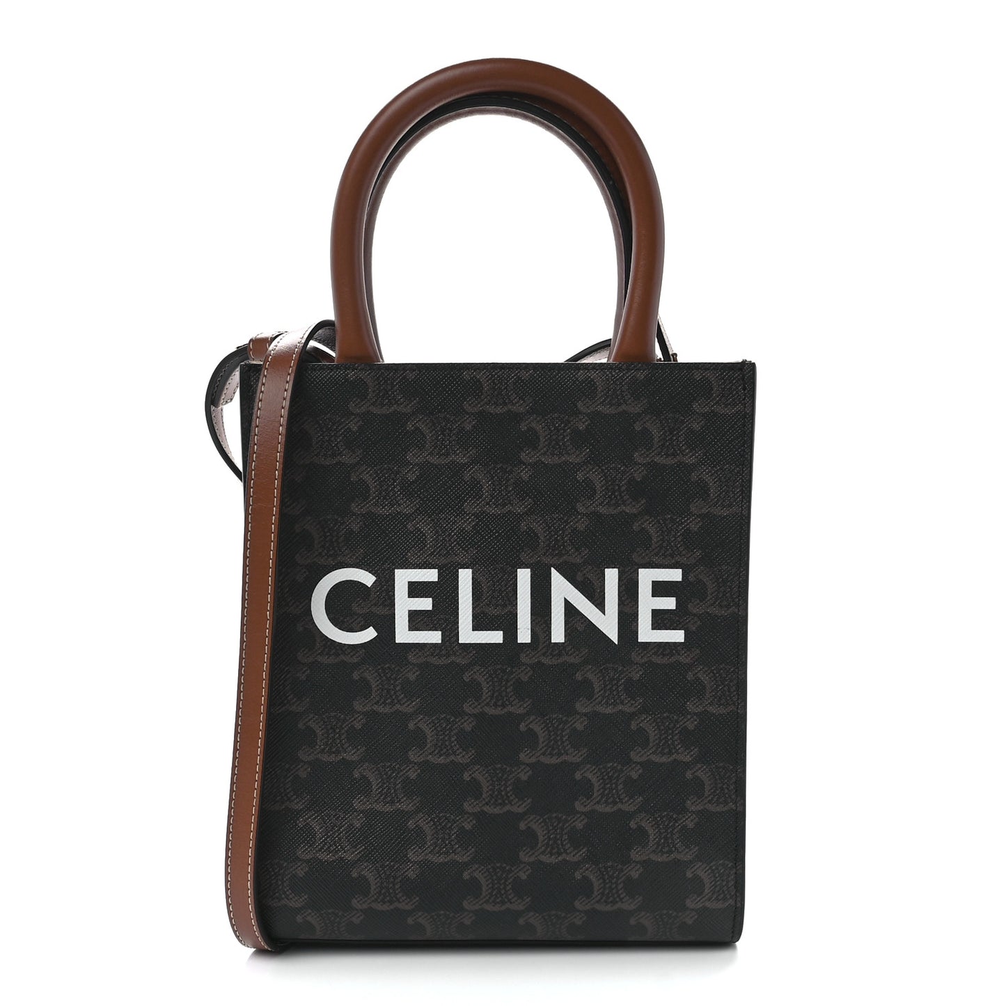 Triomphe Canvas Calfskin Mini Vertical Cabas Tan