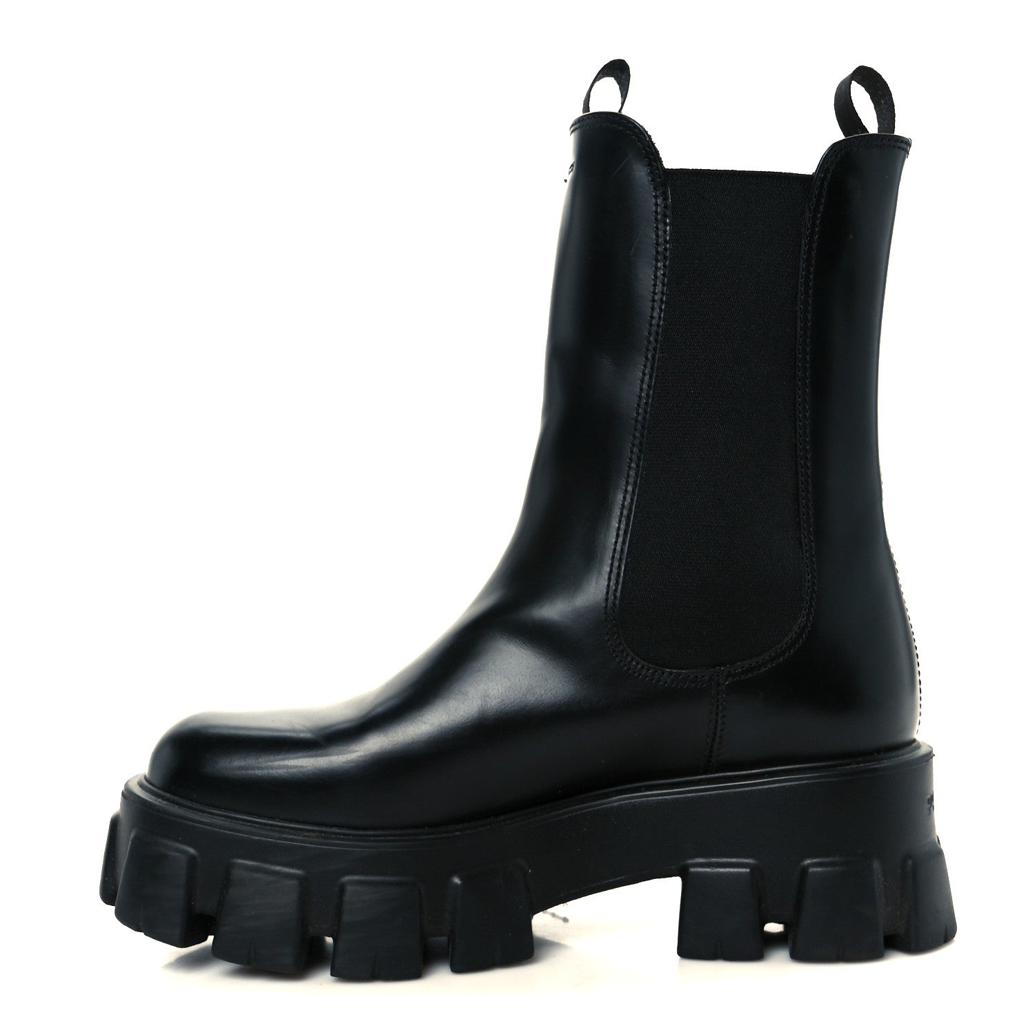 Prada Spazzolato Rois Monolith Chelsea 55mm Tall Boots 38 Black