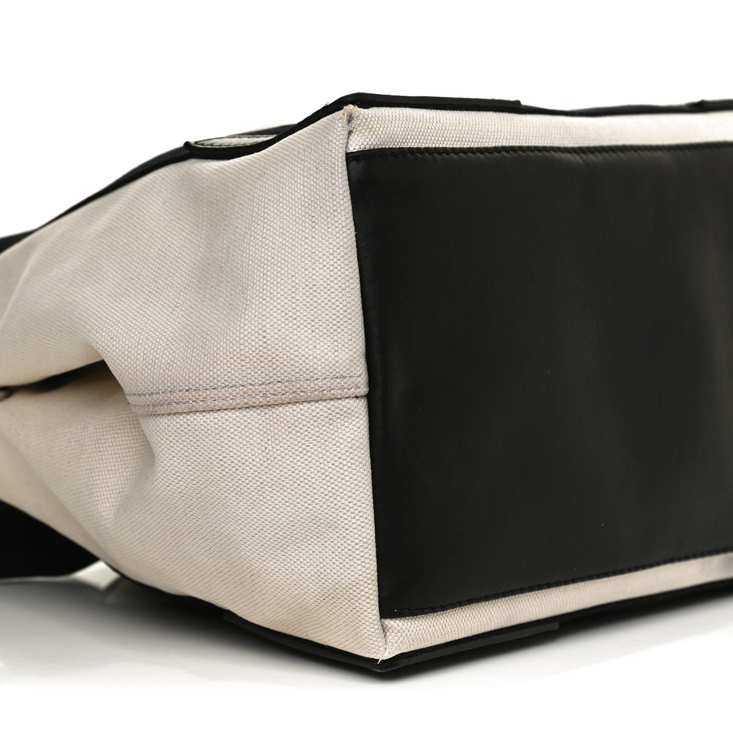 Cotton Canvas Satin Calfskin S Navy Cabas Natural Black