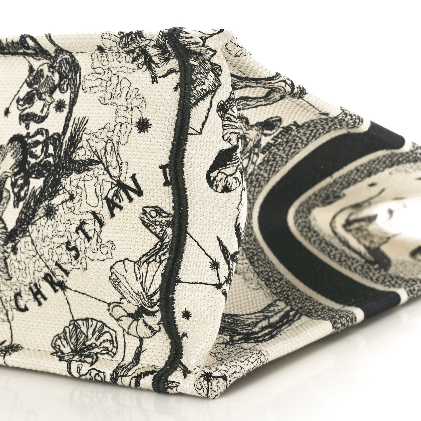 Canvas Zodiac Toile De Jouy Embroidered Medium Book Tote Latte