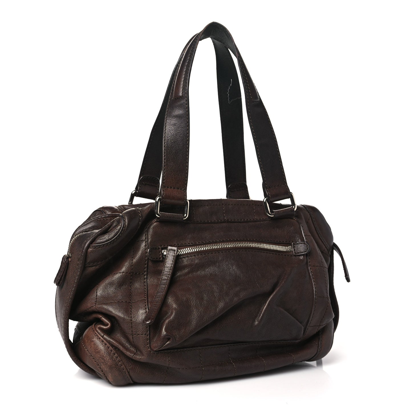 Calfskin Stitched Outdoor Ligne Bowler Brown