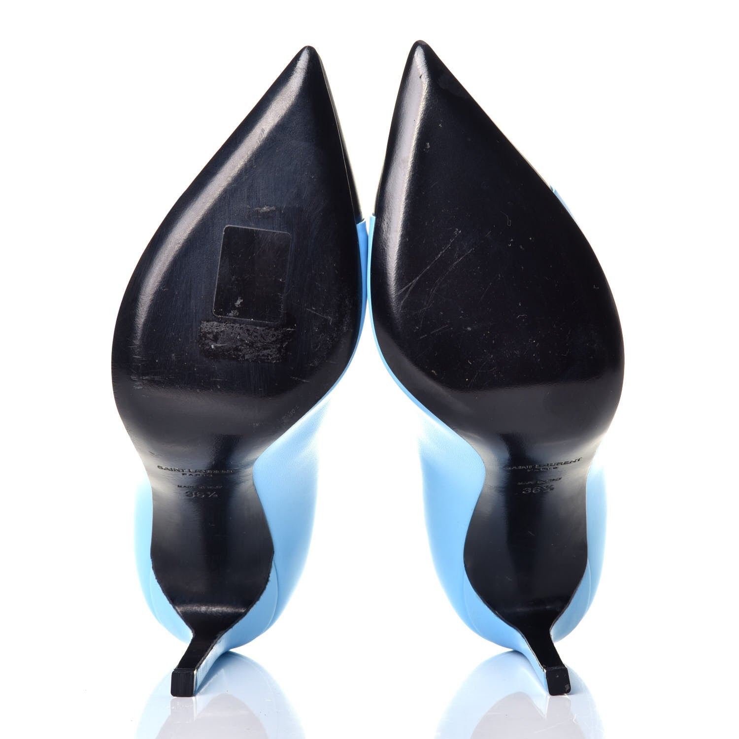 Saint Laurent Calfskin Bi-Color Cap Toe 85 Pumps 36.5 Black Blue 5 of 9