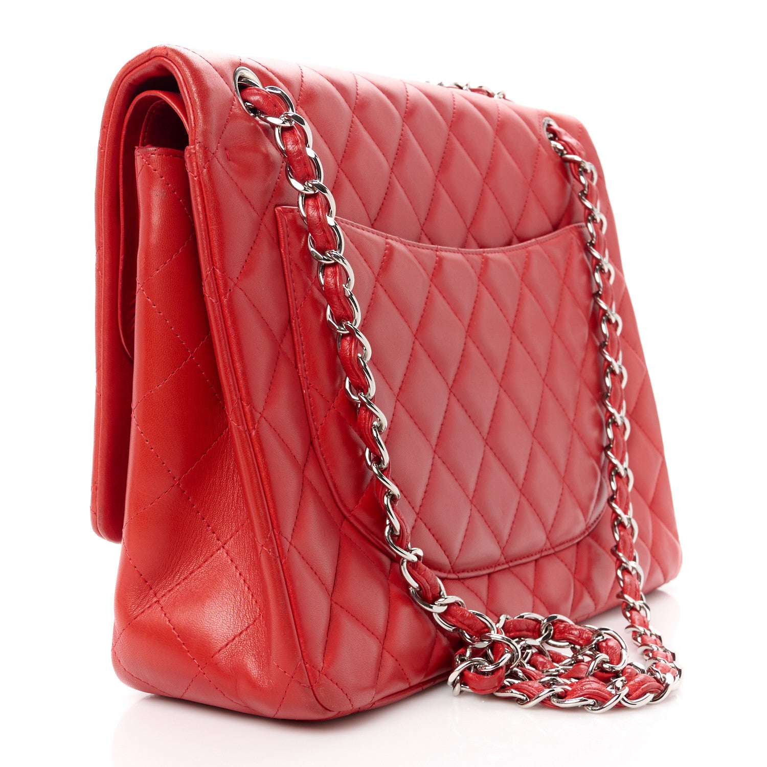 Chanel Lambskin Quilted Maxi Double Flap Red 3 of 13