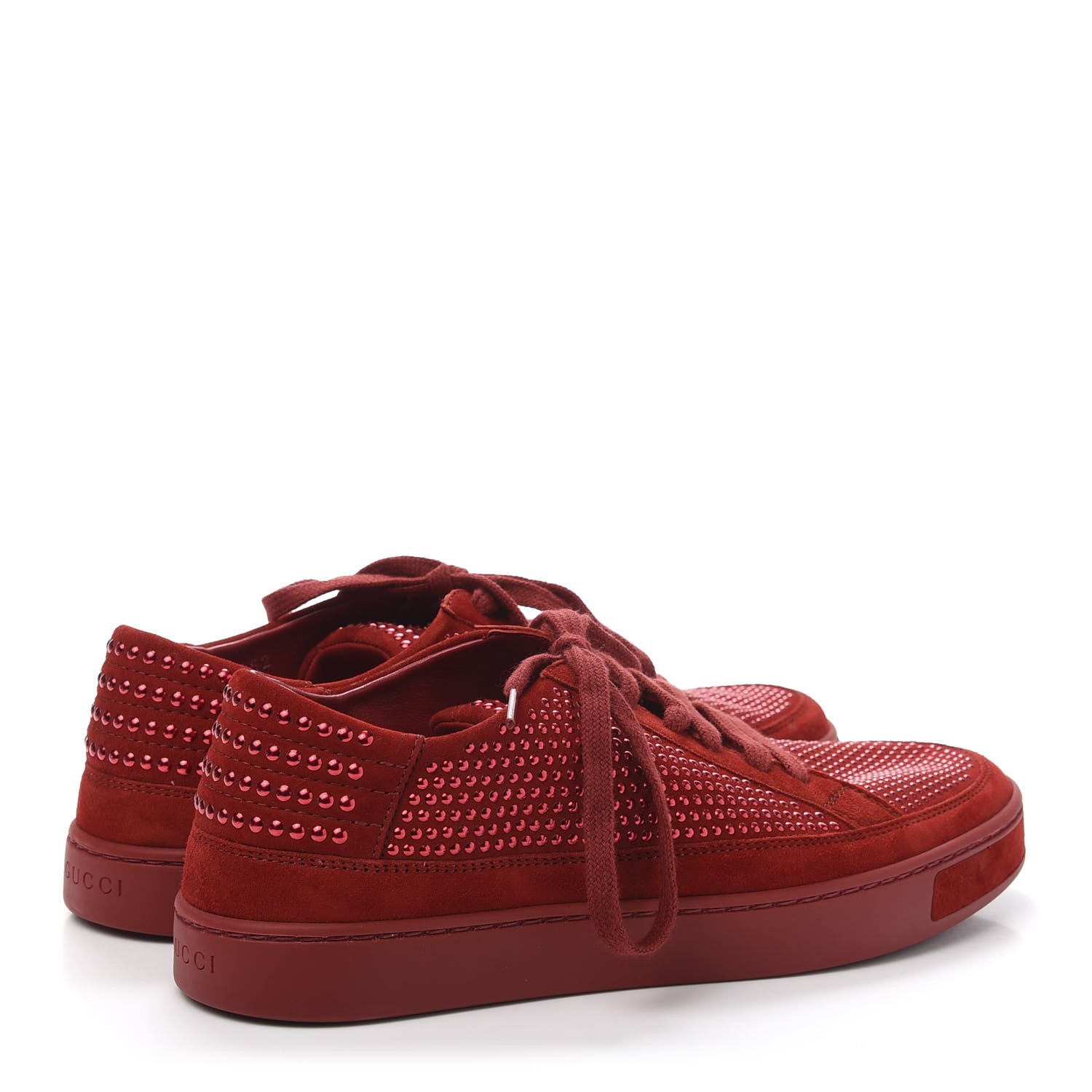 Gucci Suede Crystal Studded Sneaker 6 Red 4 of 9