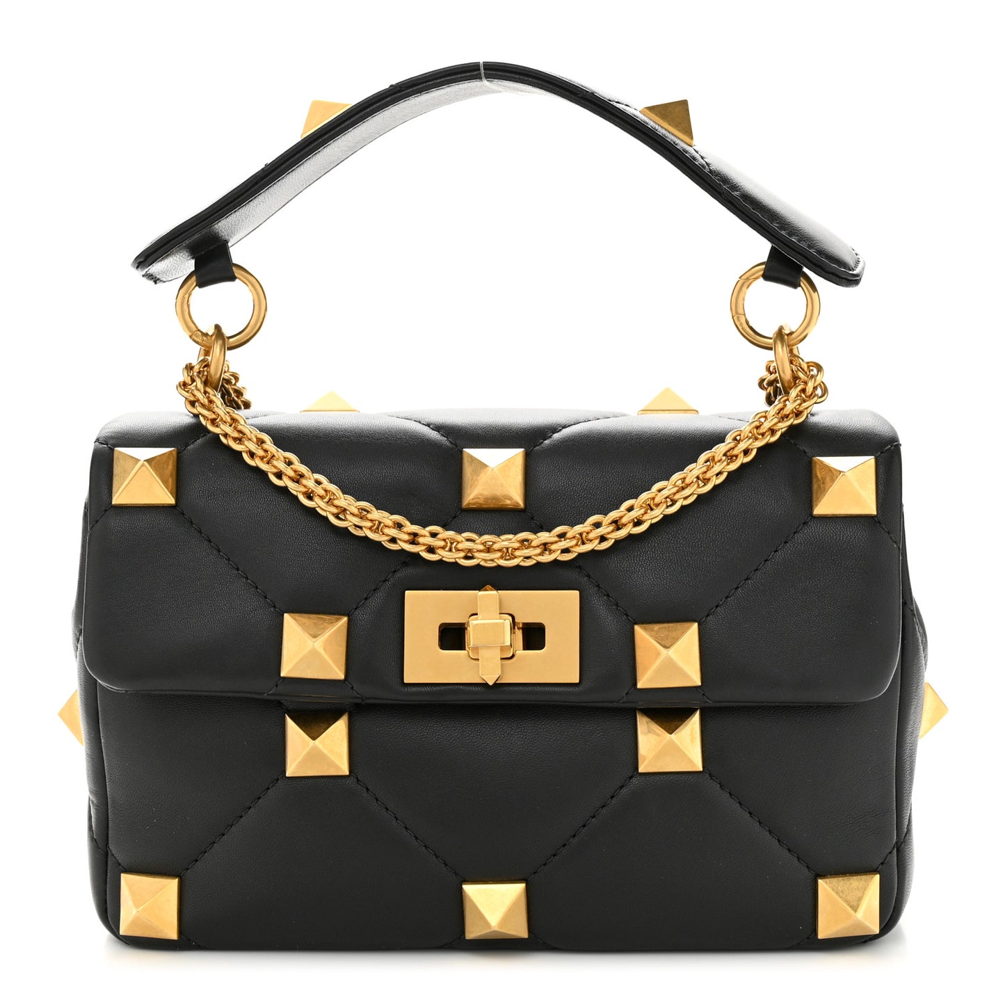Nappa Medium Roman Stud Shoulder Bag Black