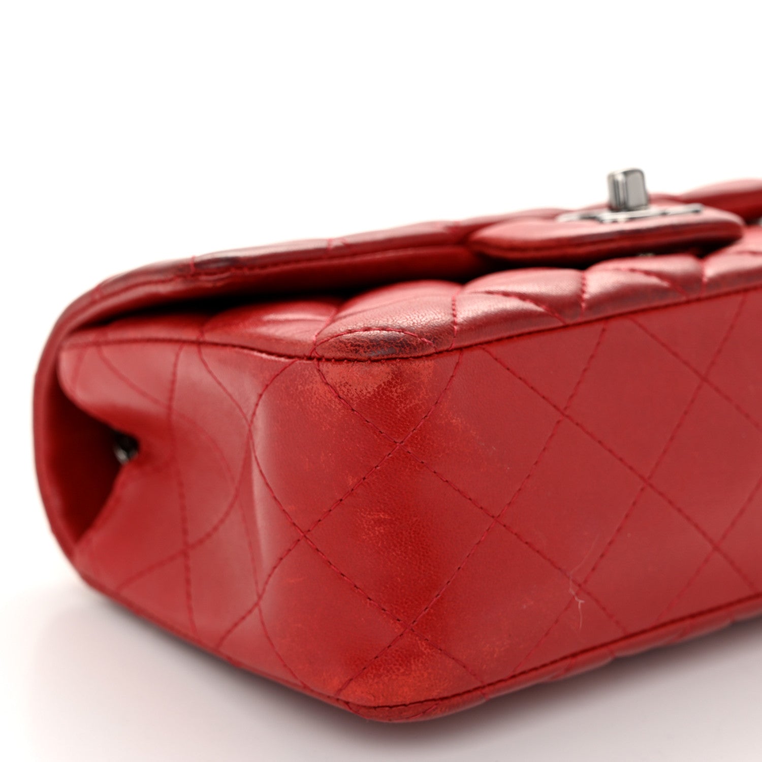 Chanel Lambskin Quilted Mini Rectangular Flap Red 9 of 13