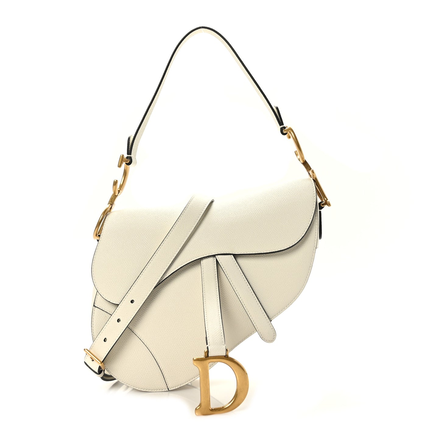 Grained Calfskin Saddle Bag With Strap Latte