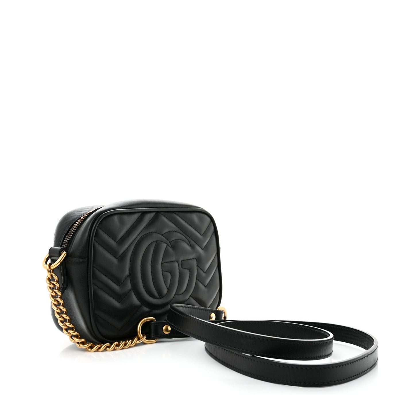 Calfskin Matelasse Mini GG Marmont Chain Shoulder Bag Black