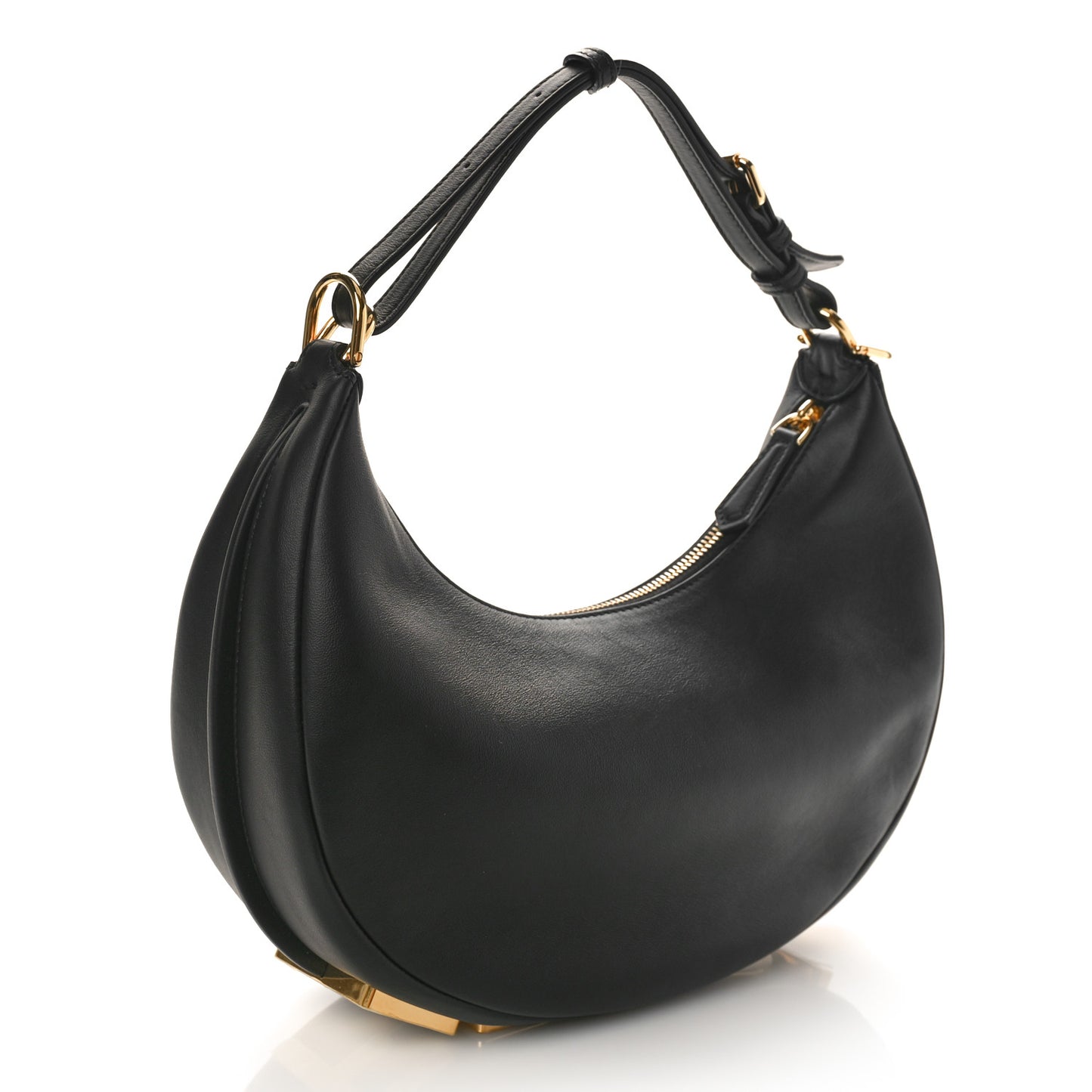 Vitello Grace Matte Small Fendigraphy Hobo Bag Black