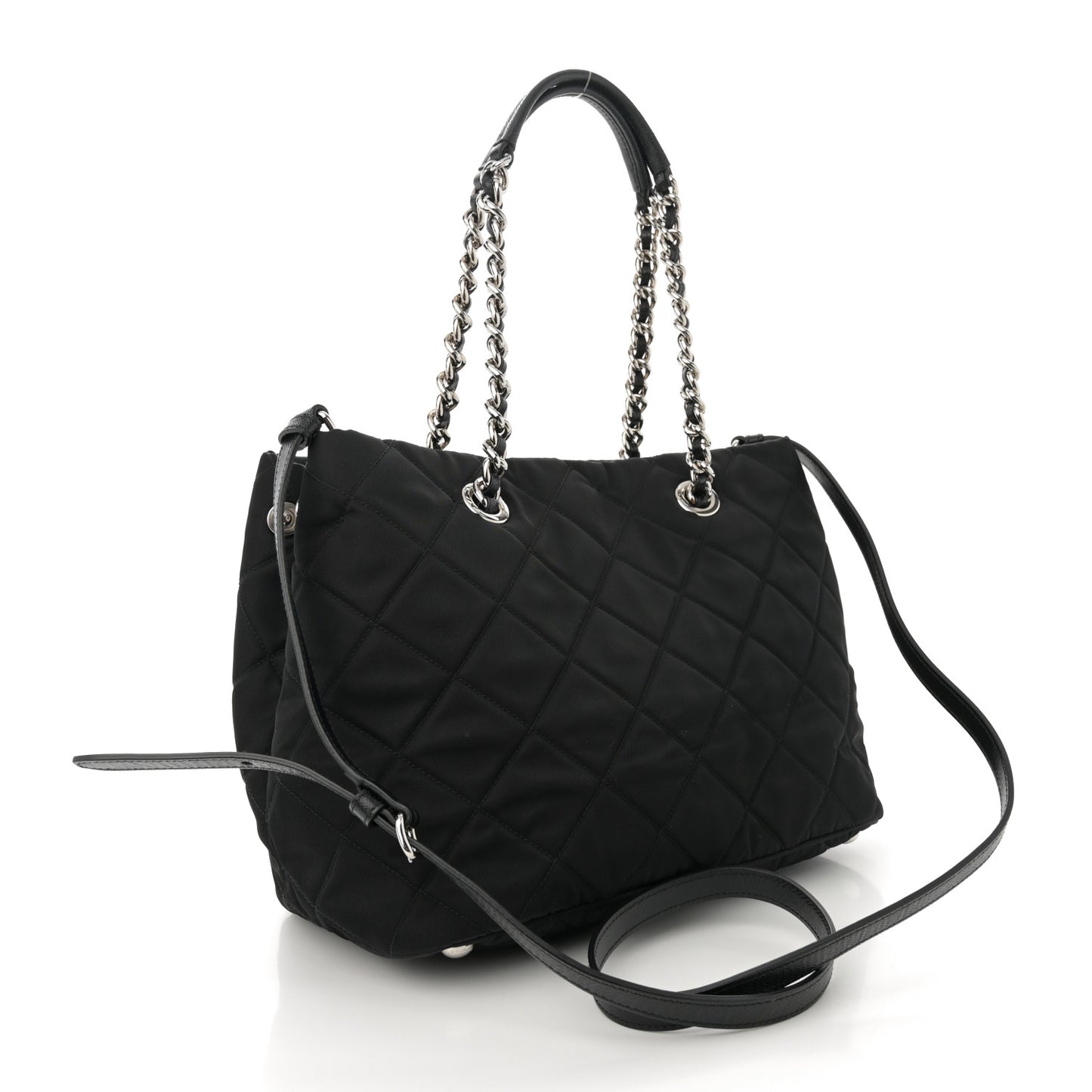Nylon Tessuto Impuntu Quilted Tote Black