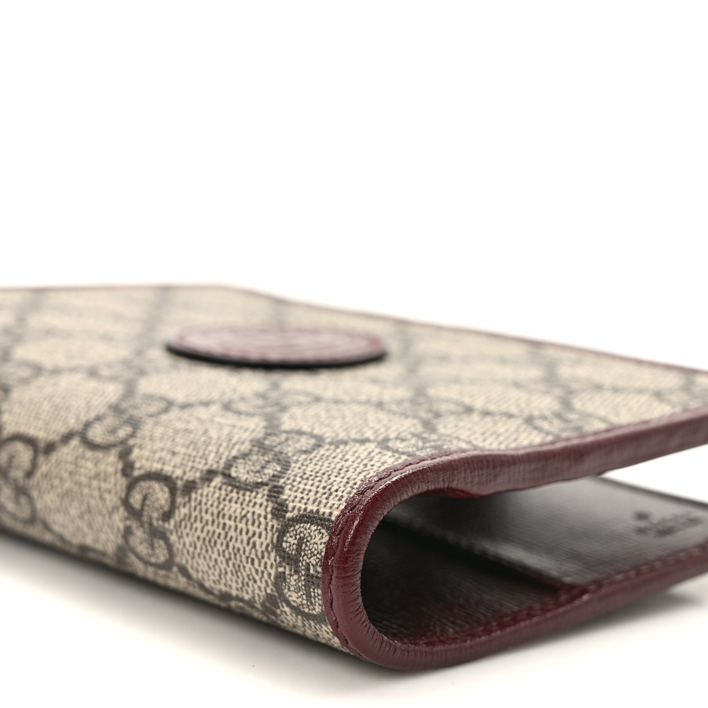 GG Supreme Monogram Azalea Calfskin Retro Interlocking G Passport Case Beige Red