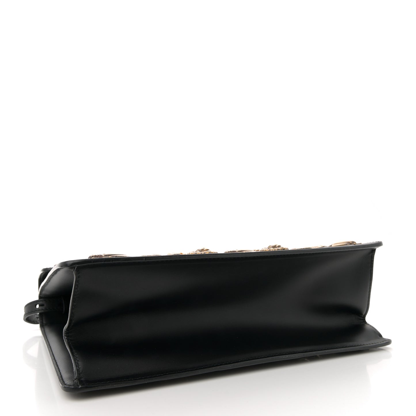 Calfskin Animal Studs Medium Sylvie Top Handle Bag Black