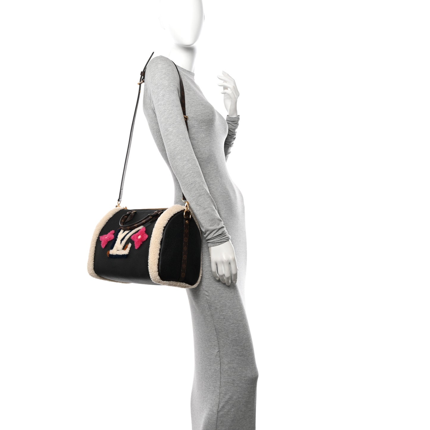 Calfskin Monogram Teddy Speedy Bandouliere 30 Black