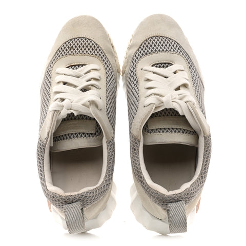 Air Mesh Suede Goatskin Bouncing Sneakers 35 Gris Lulea White