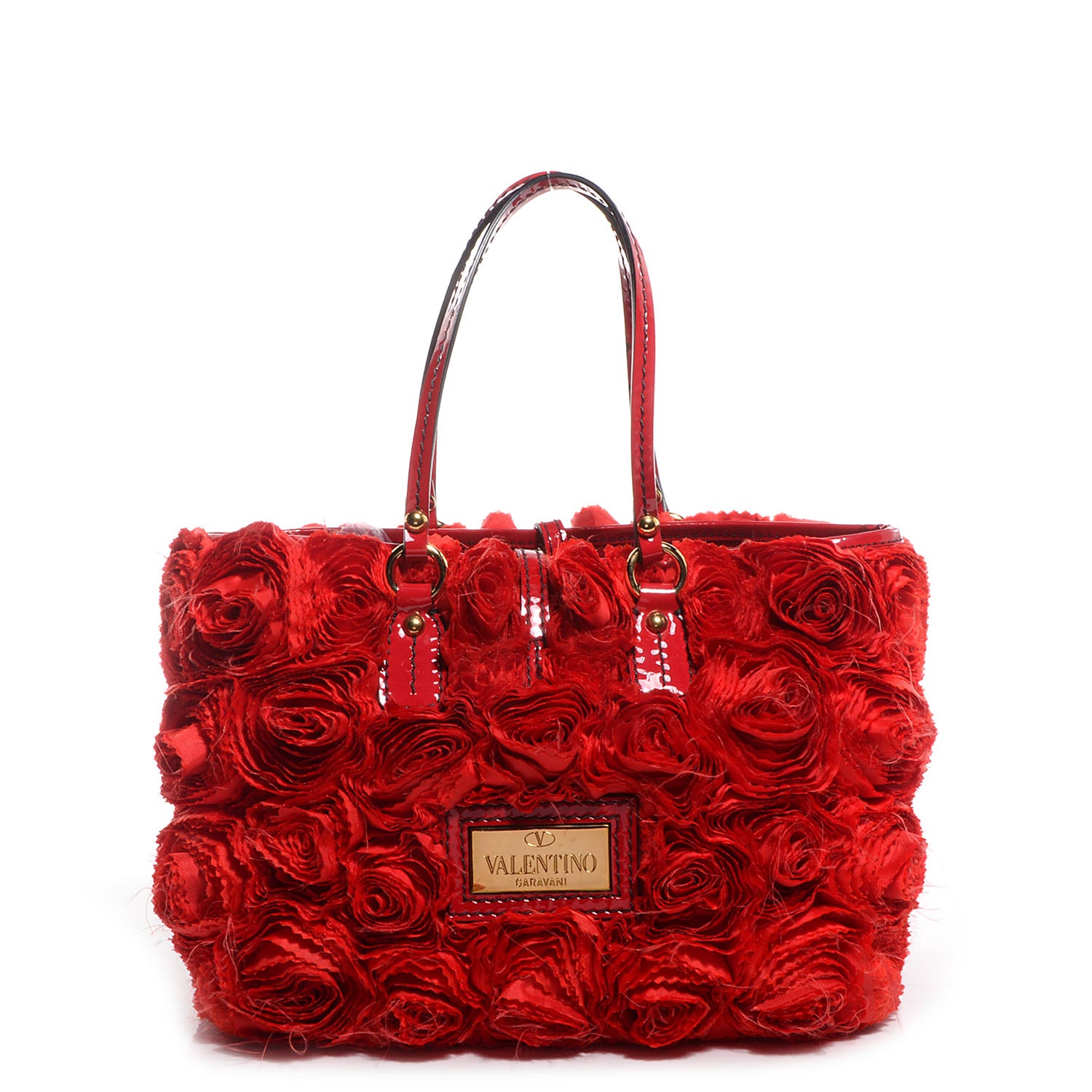 Valentino Garavani Silk Georgette Rosier Small Tote Red 76137