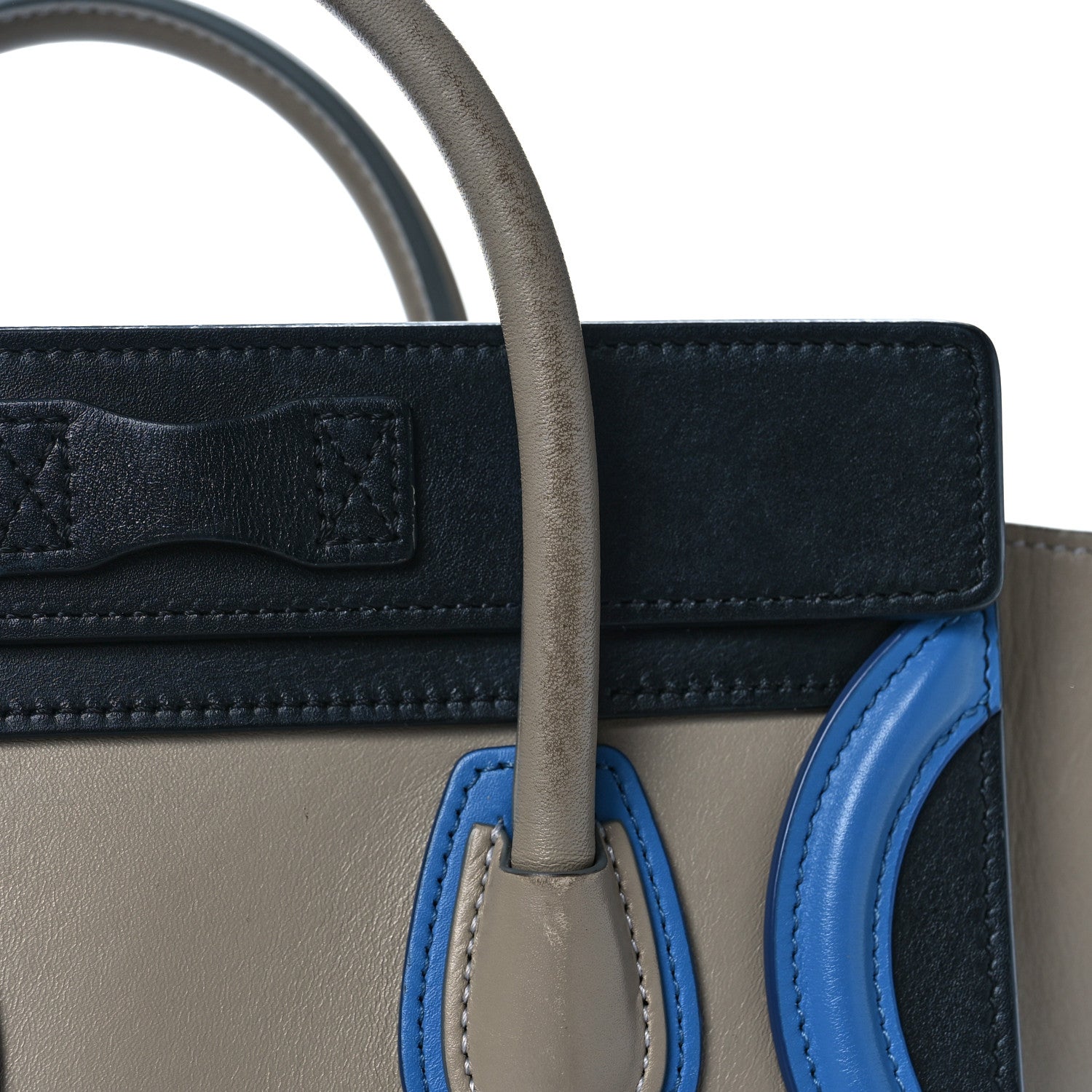 Celine Shiny Smooth Calfskin Tri-color Nano Luggage Quartz 11 of 18