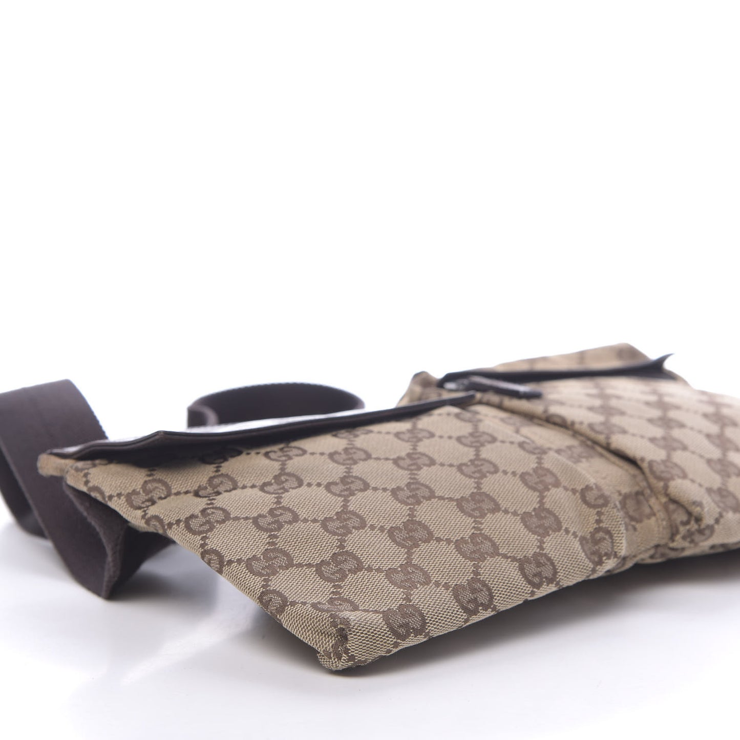 GG Monogram Double Pocket Belt Bag Dark Brown