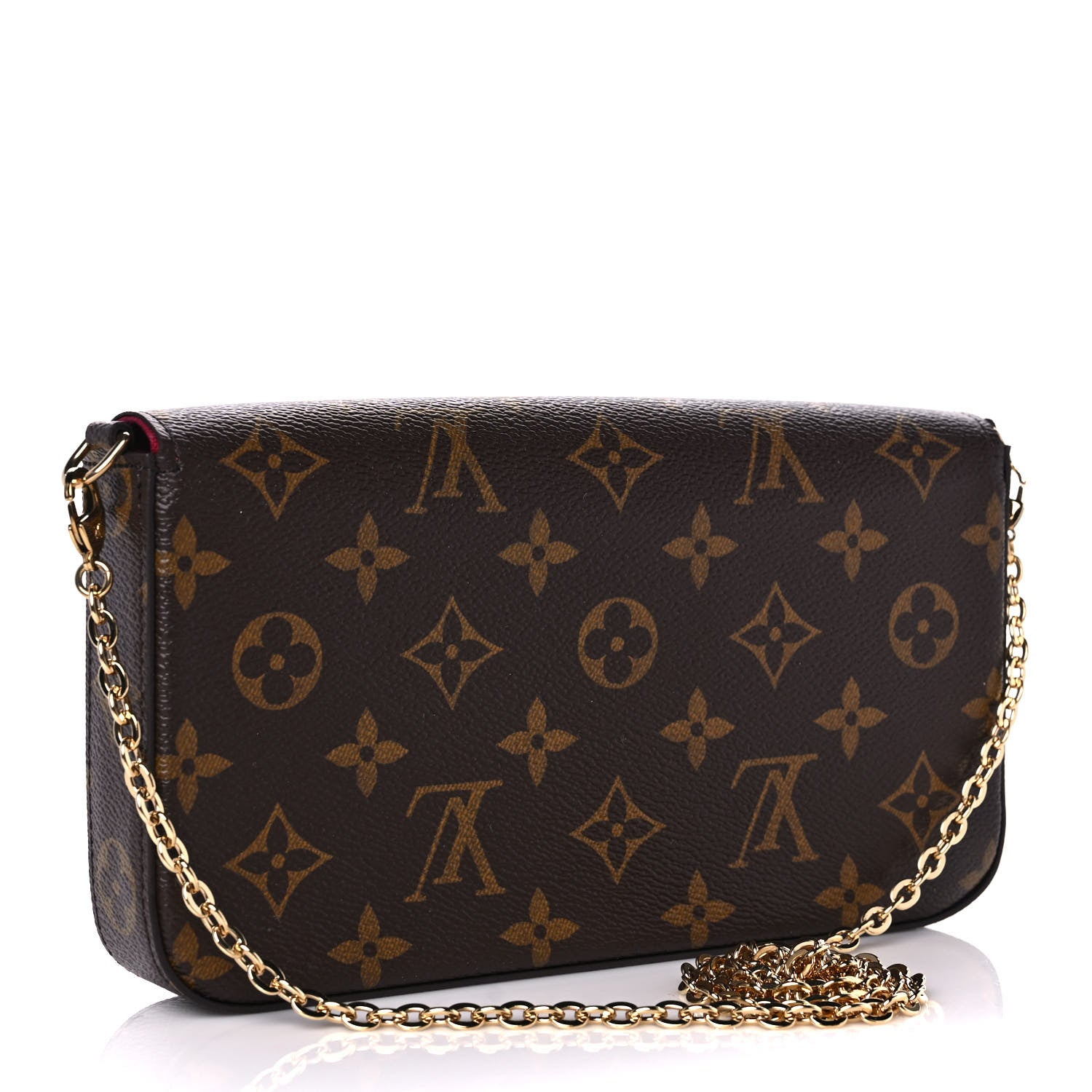 Louis Vuitton Monogram Pochette Felicie Chain Wallet Fuchsia 4 of 10