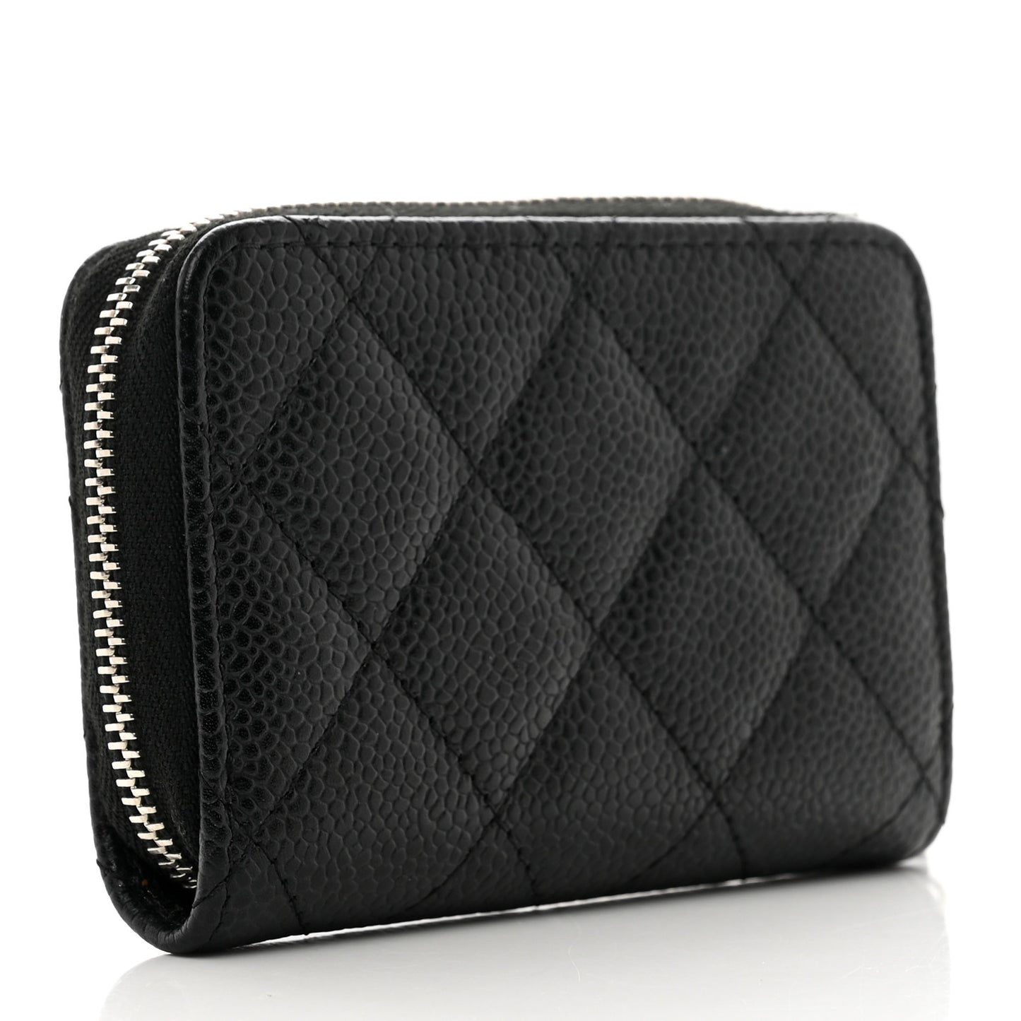 Caviar Quilted Zip Coin Purse Black