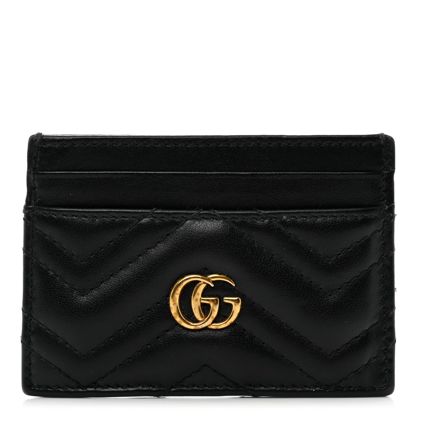 Calfskin Matelasse GG Marmont Card Holder Black
