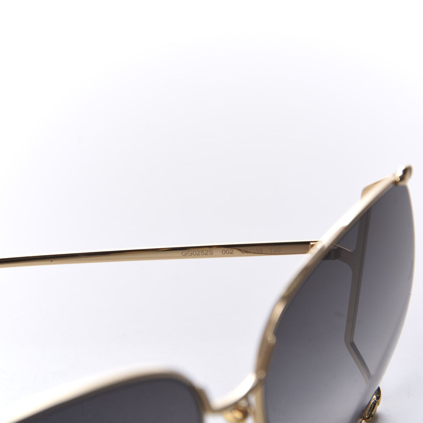 Oversized Round Sunglasses GG0252S Gold Grey
