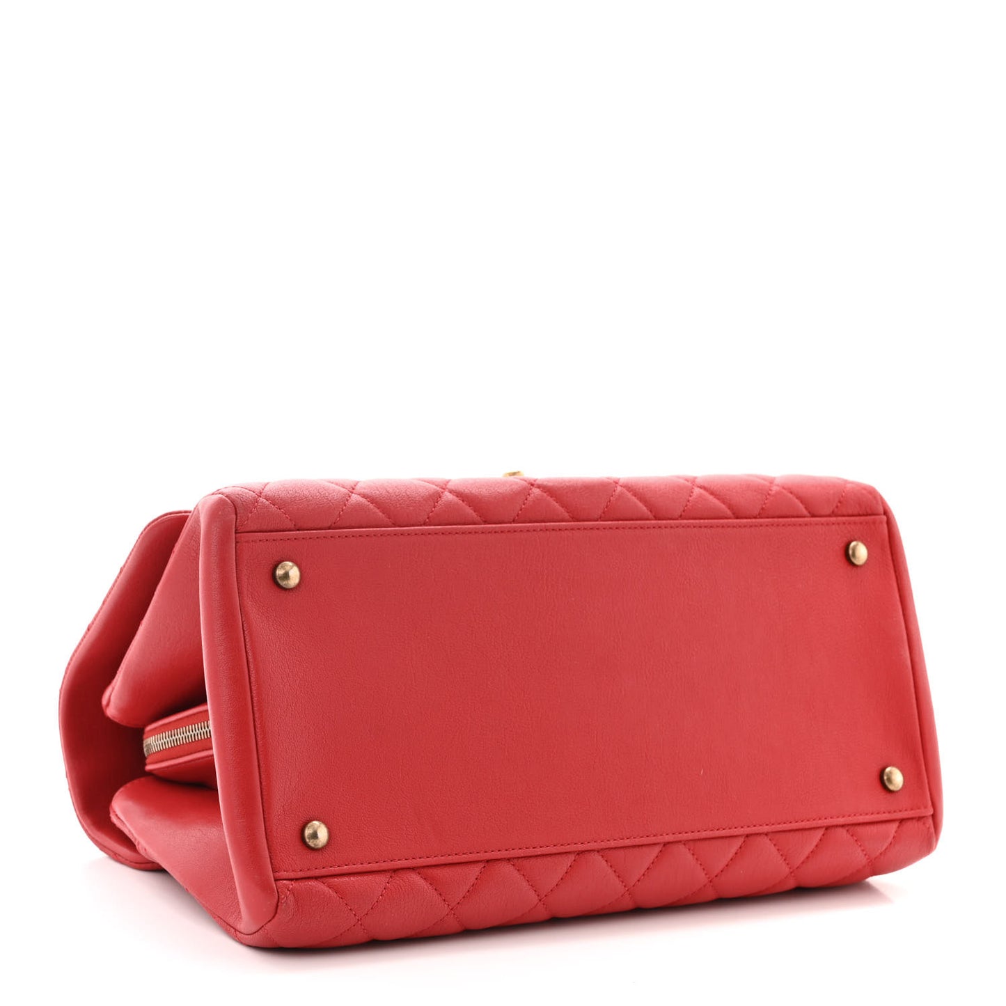 Shiny Sheepskin Quilted Large Trapezio Flap Red