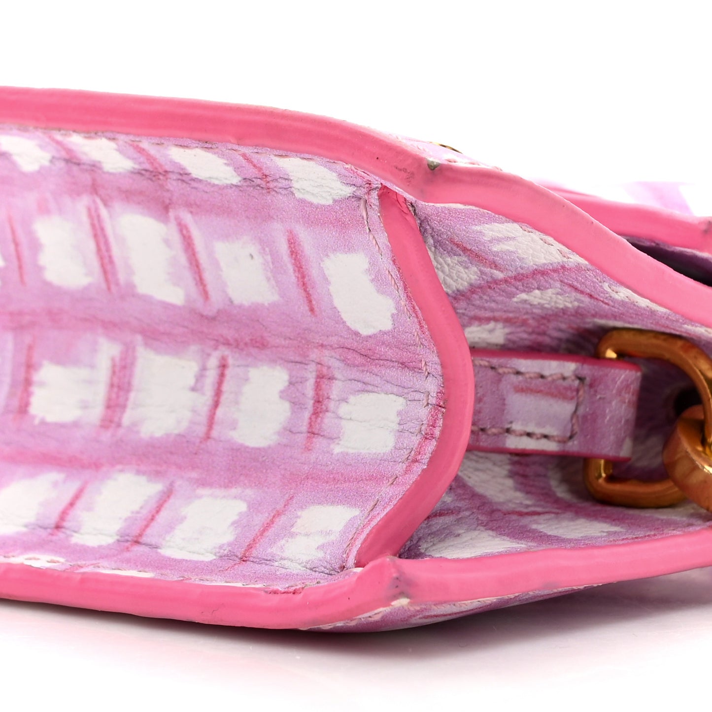 Smooth Calfskin Check Printed Le Chiquito Pink White