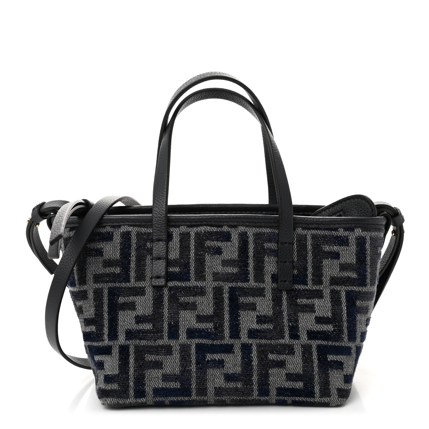 Fendi Fabric Calfskin FF Mini Roll Tote Navy 1666446 – FASHIONPHILE