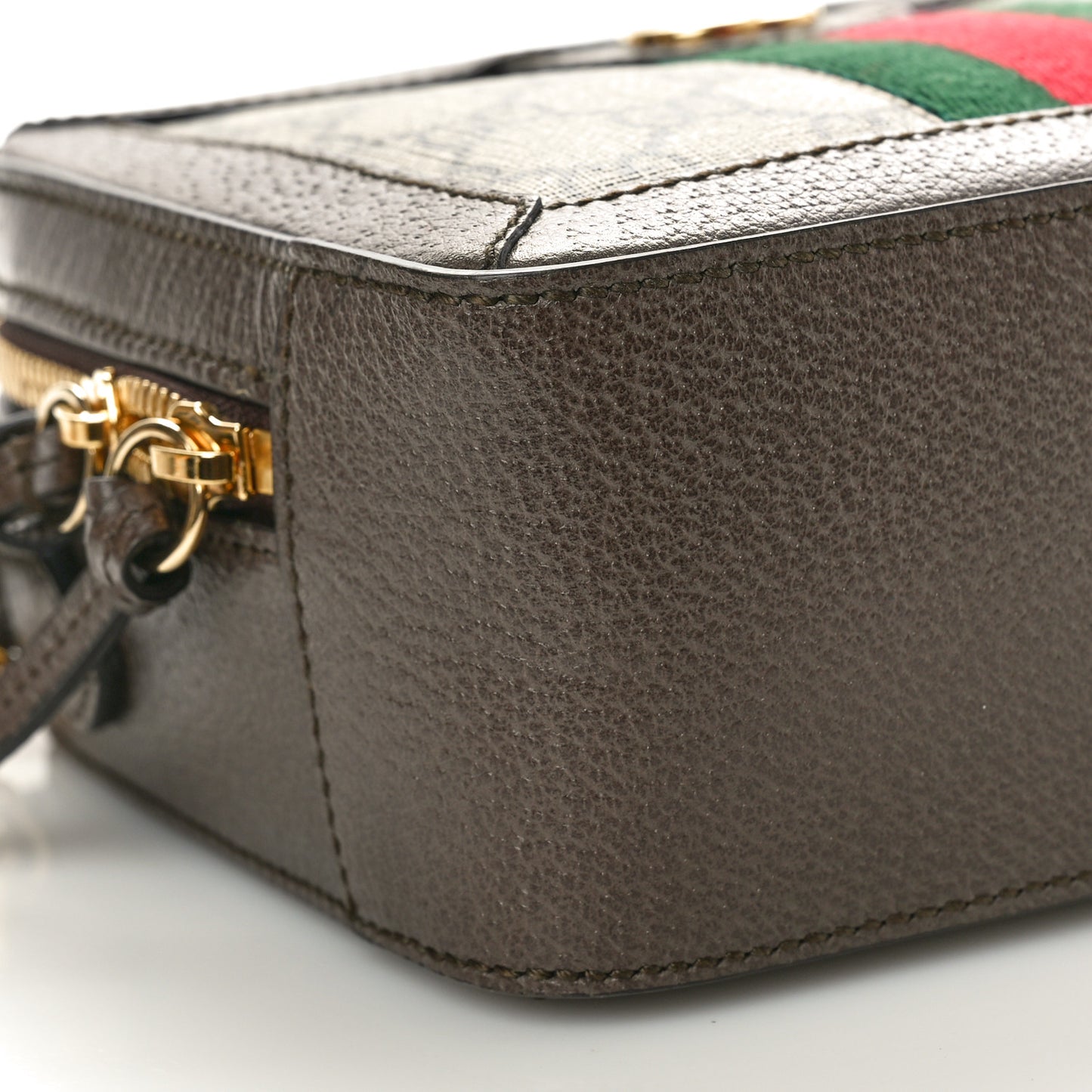 GG Supreme Monogram Mini Ophidia Top Handle Shoulder Bag Brown