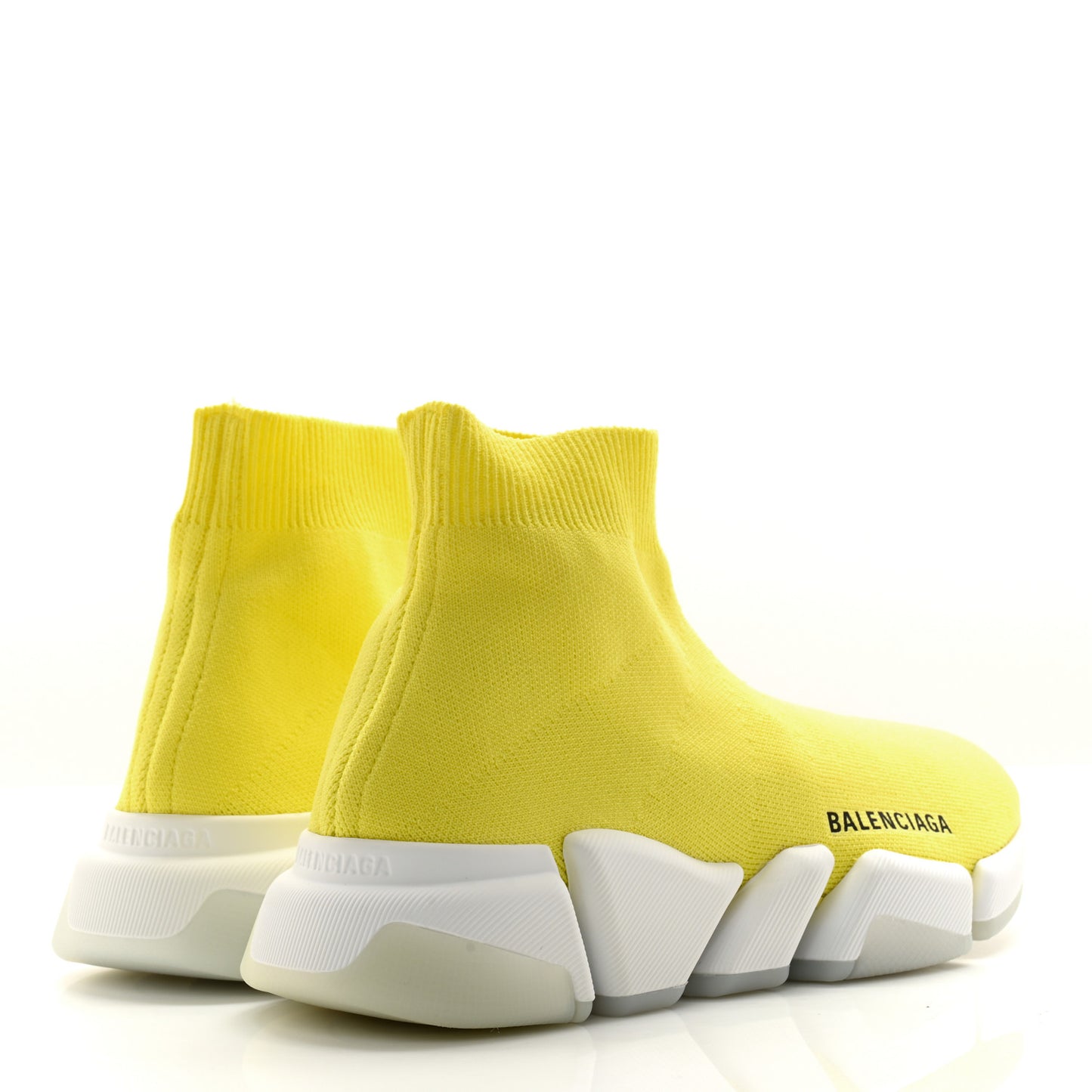 Ribbed Knit Womens Speed 2.0 Transparent Sole Sneakers 37 Yellow