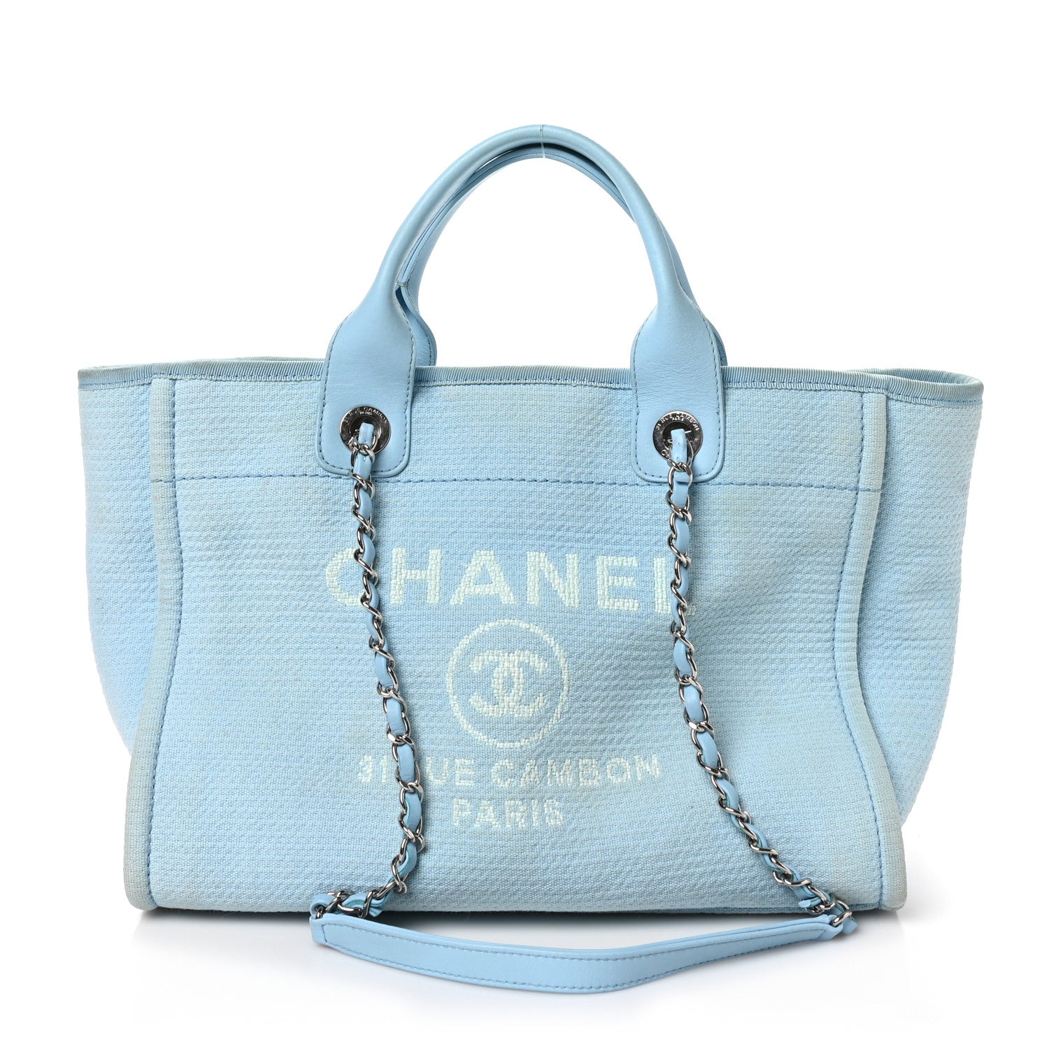 Chanel Mixed Fibers Small Deauville Tote Light Blue 1 of 13