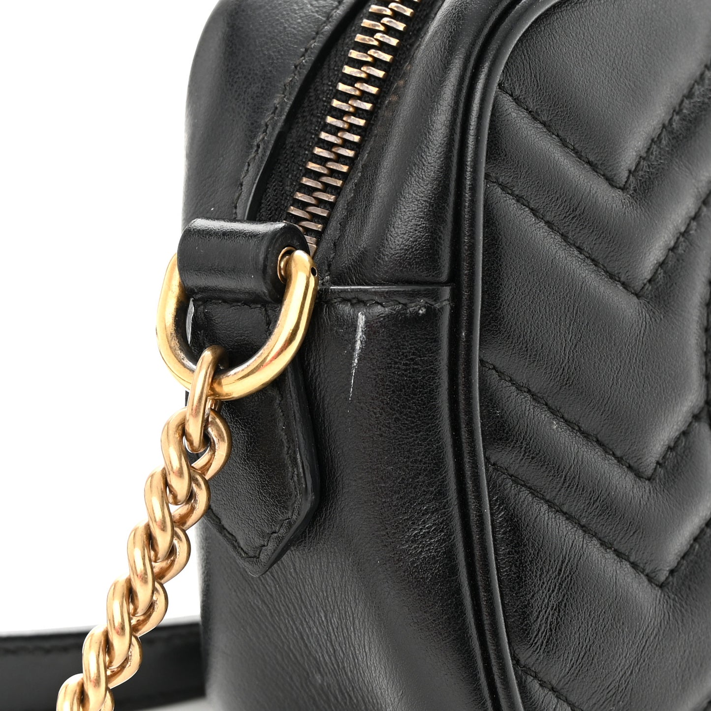 Calfskin Matelasse Mini GG Marmont Chain Shoulder Bag Black