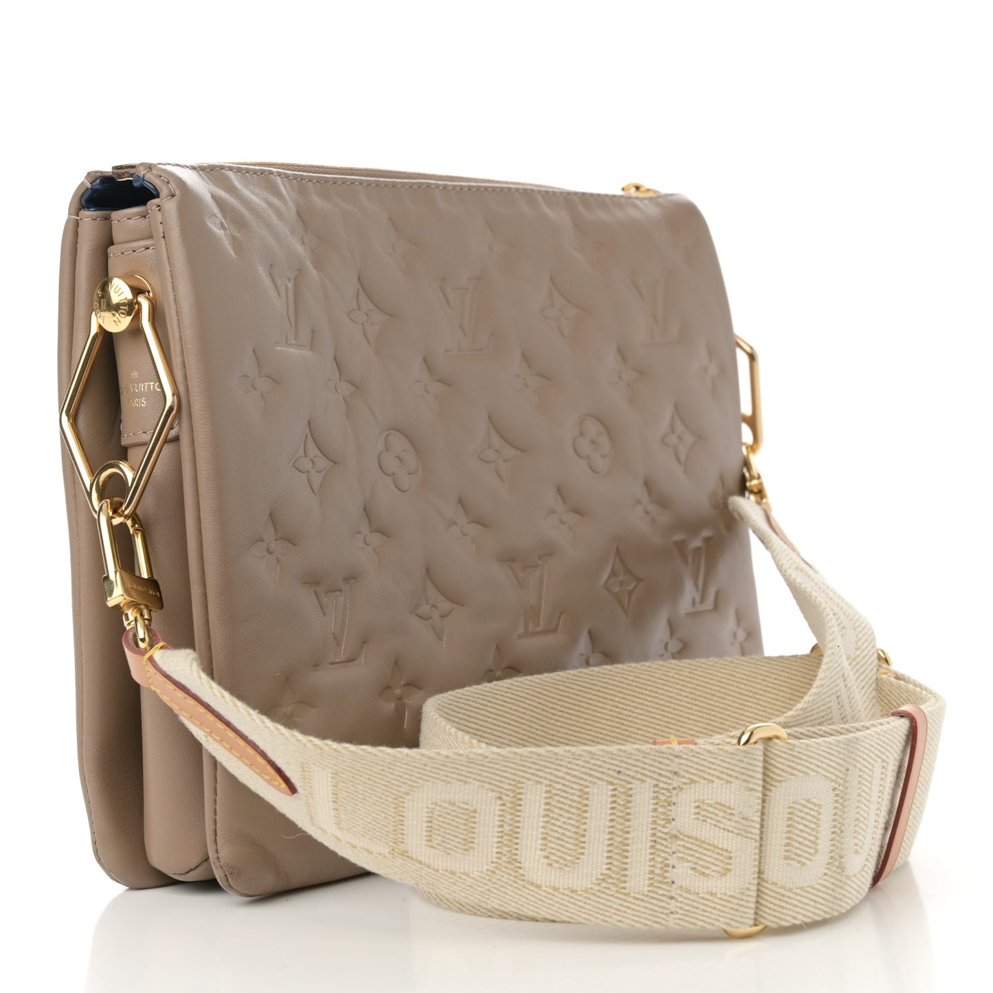 Lambskin Embossed Monogram Coussin PM Taupe
