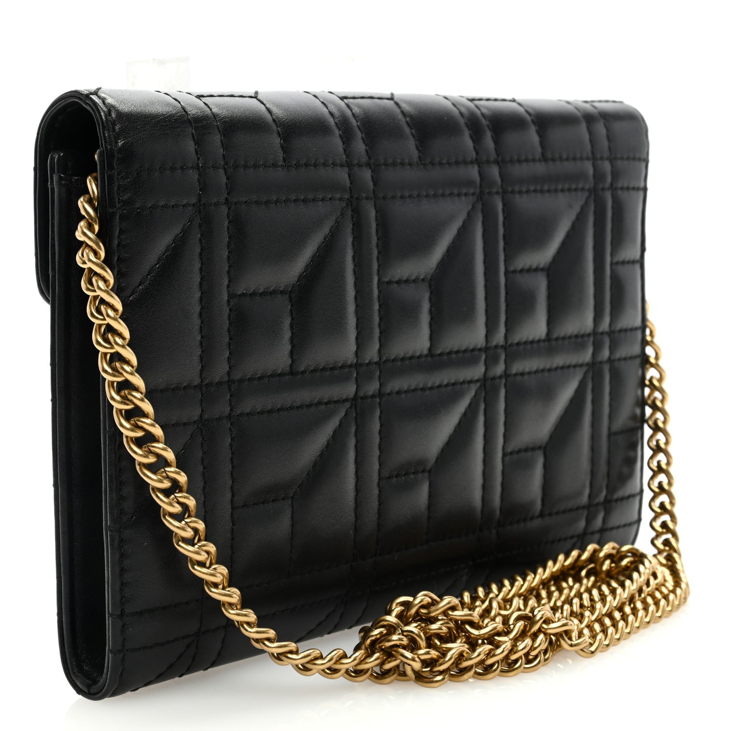 Calfskin Matelasse Mini Pearly GG Marmont Chain Wallet Black