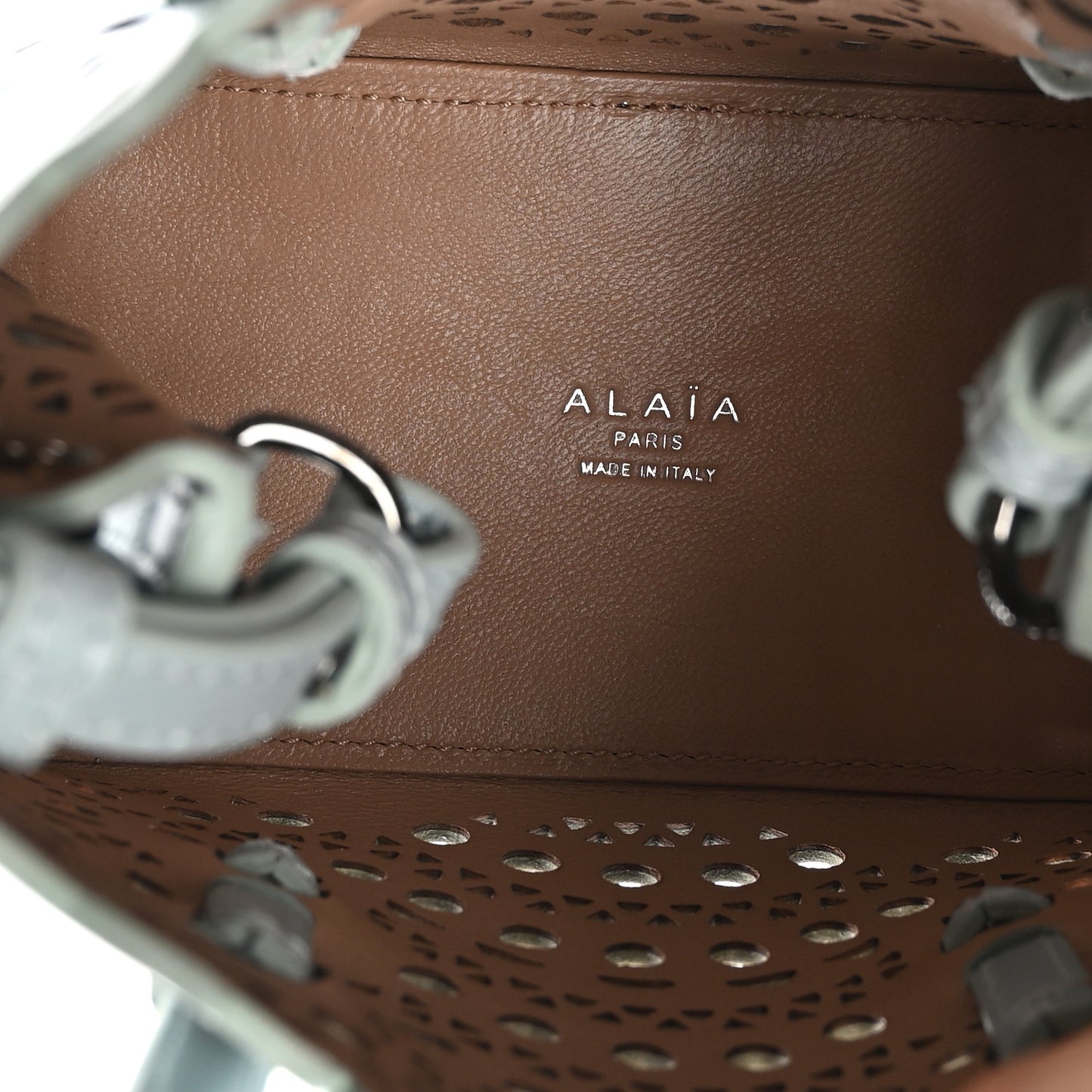 Calfskin Vienne Wave Mina 16 Bag Gris Vert