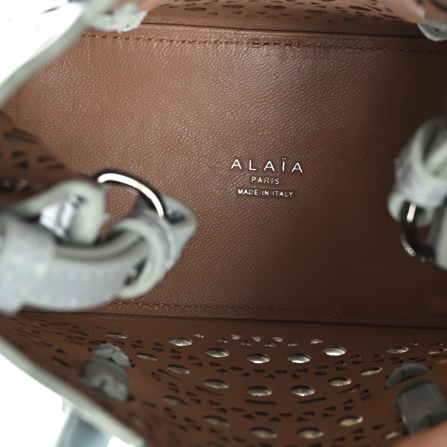 Alaia Calfskin Vienne Wave Mina 16 Bag Gris Vert 5 of 9