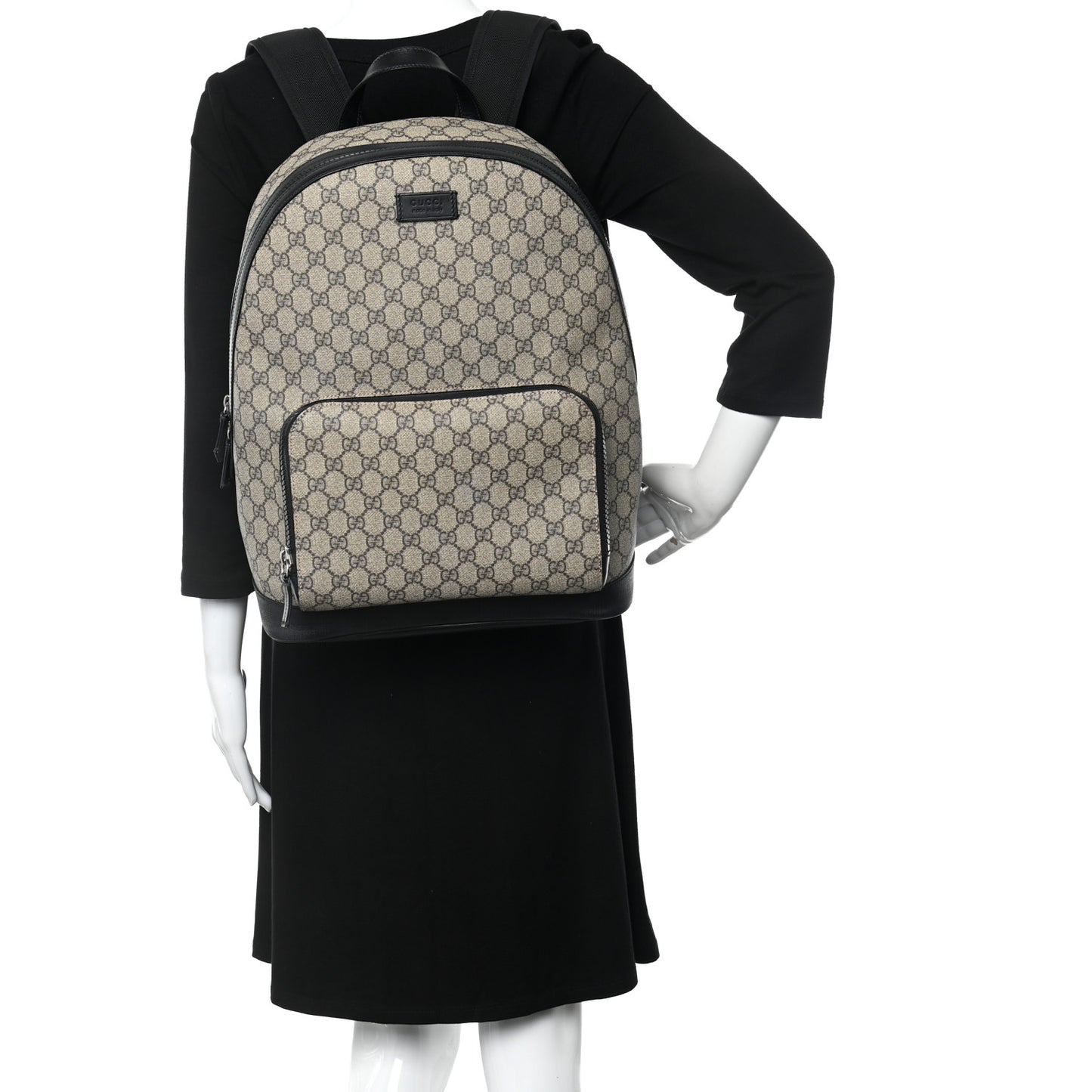 GG Supreme Monogram Medium Backpack Black