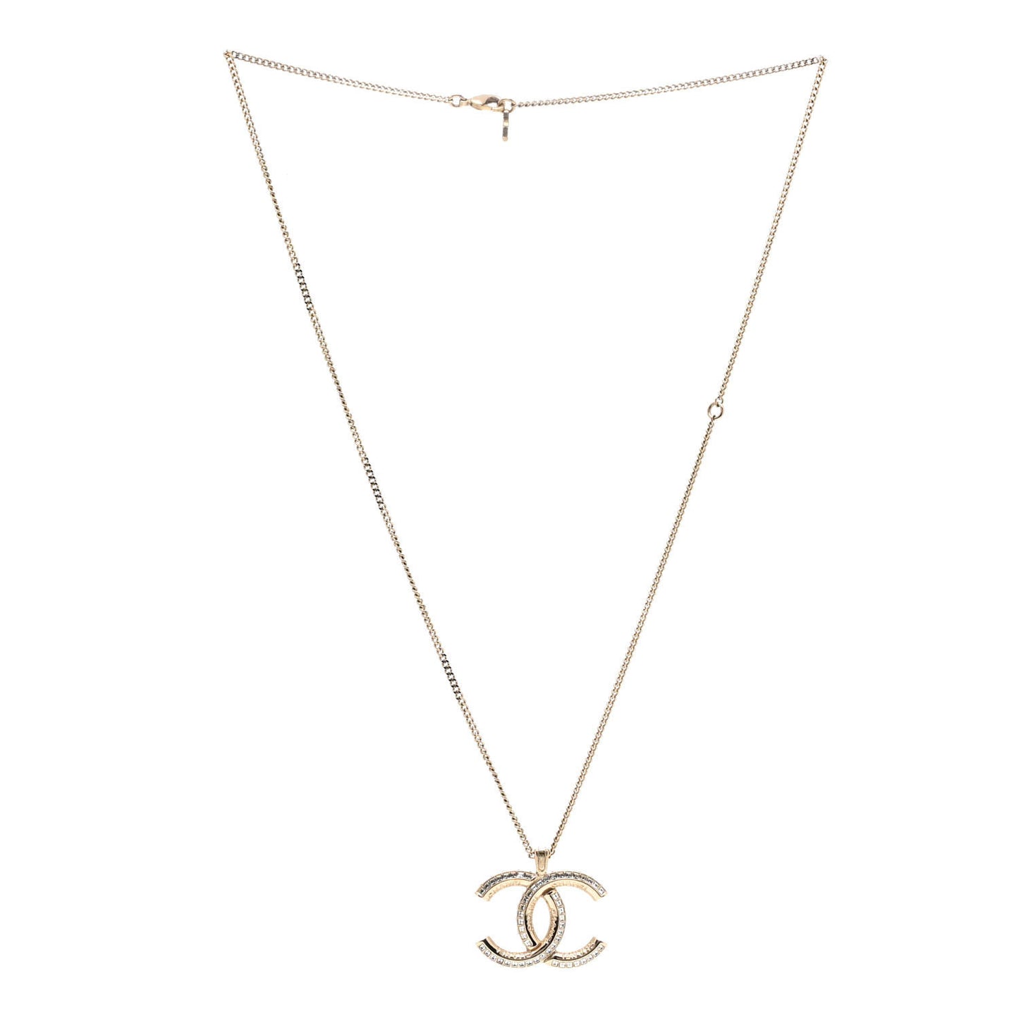 Baguette Crystal Logo CC Chain Necklace Gold