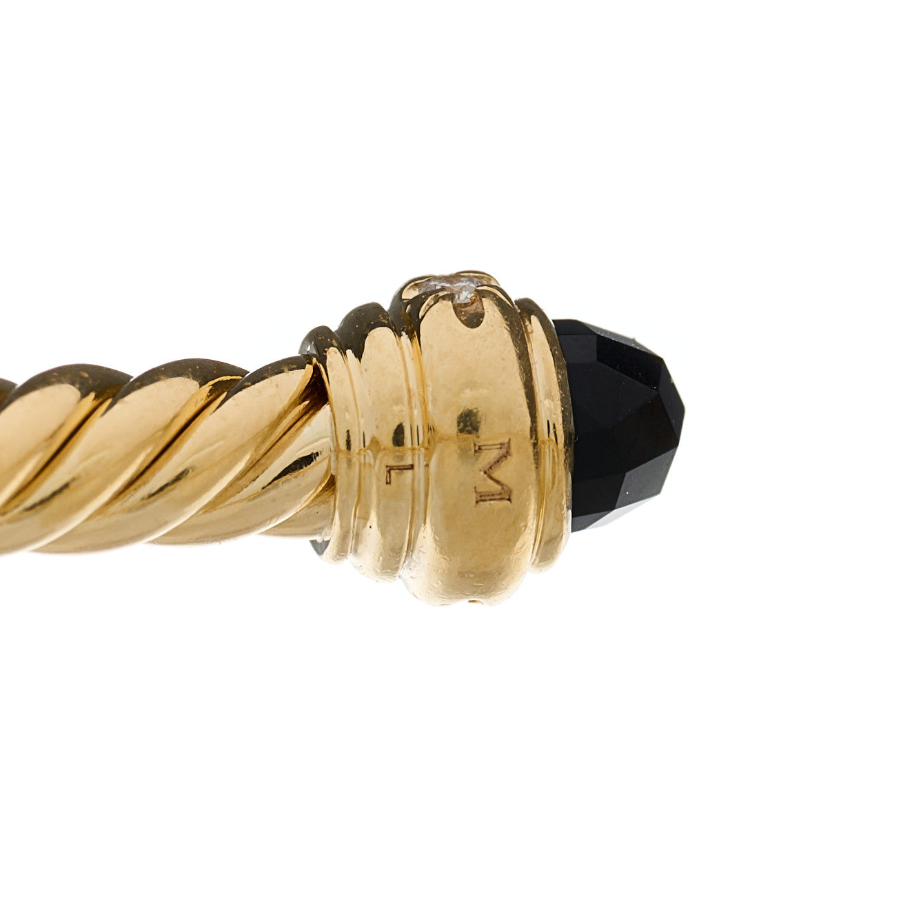 18K Yellow Gold Diamond Black Onyx 3mm Cablespira Bracelet