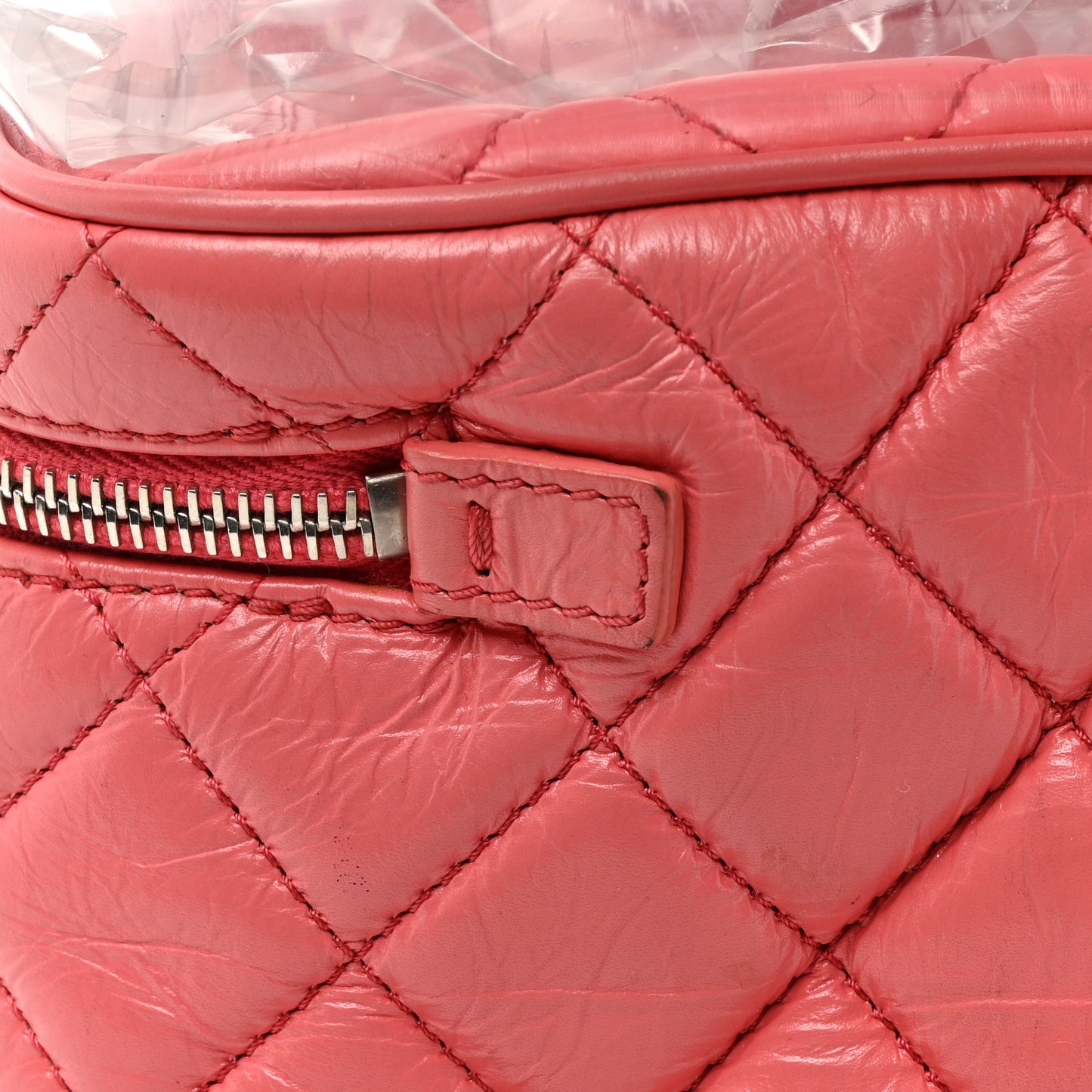 Crumpled Calfskin PVC Quilted Flap Pink